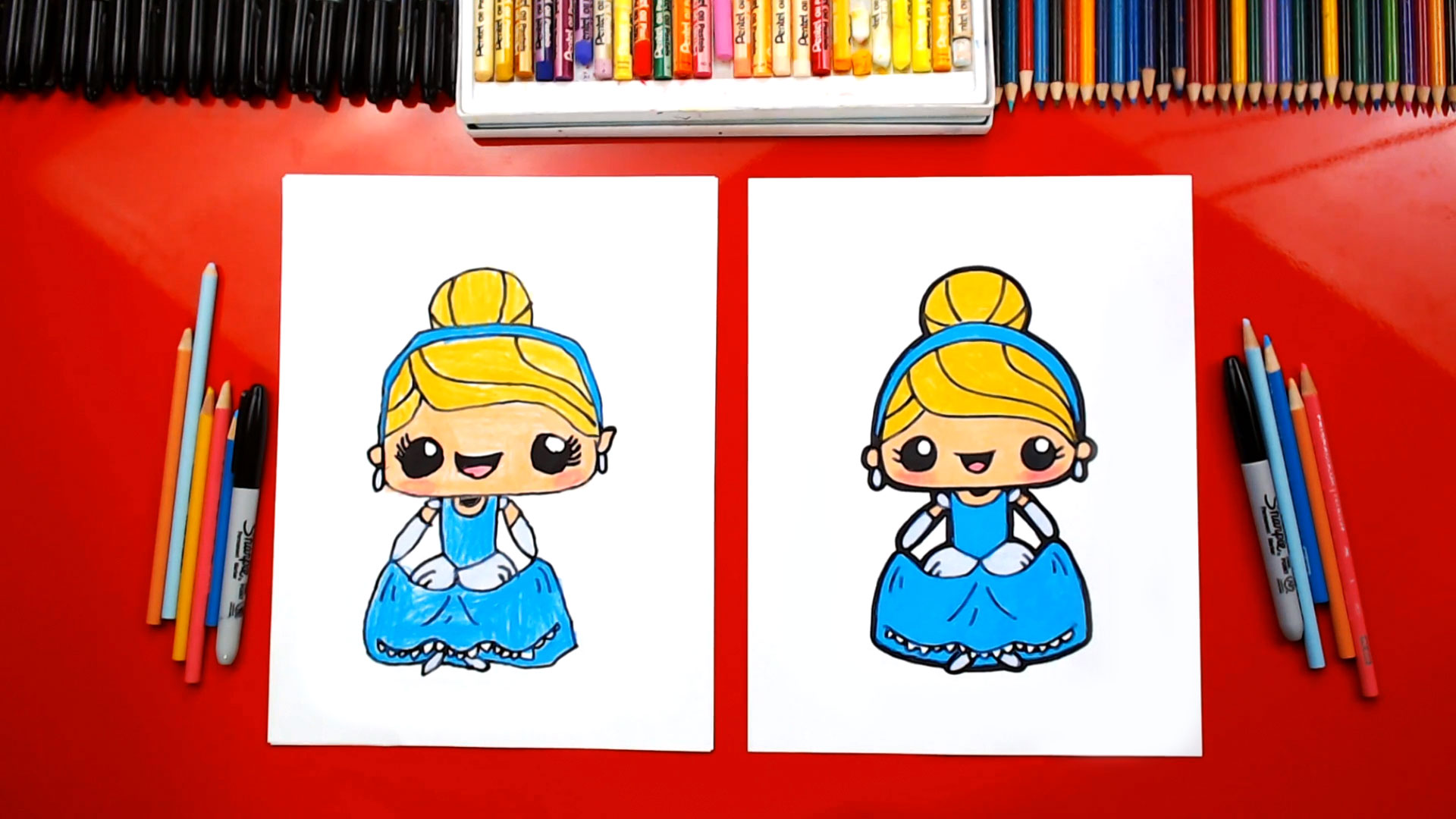 How To Draw Cute Cinderella Kawaii Art For Kids Hub