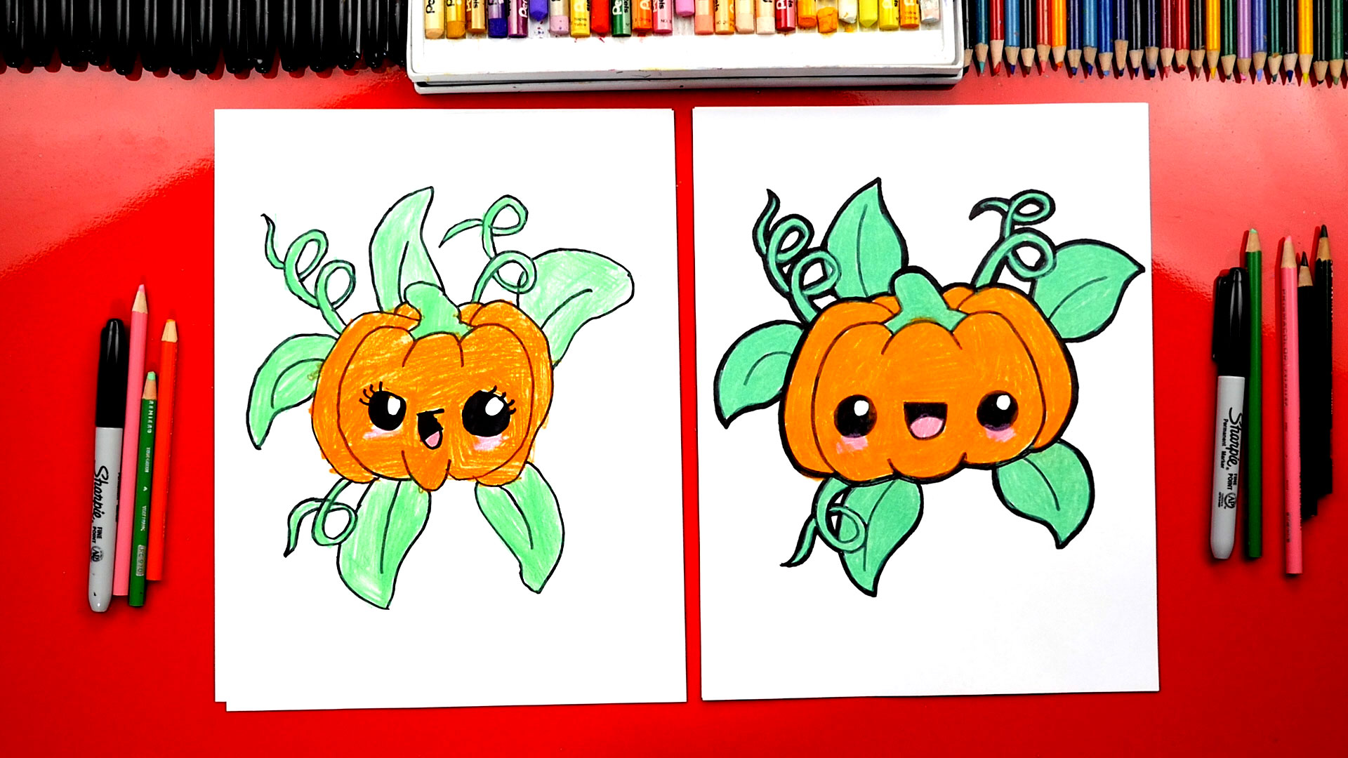 How To Draw A Funny Cute Pumpkin Art For Kids Hub