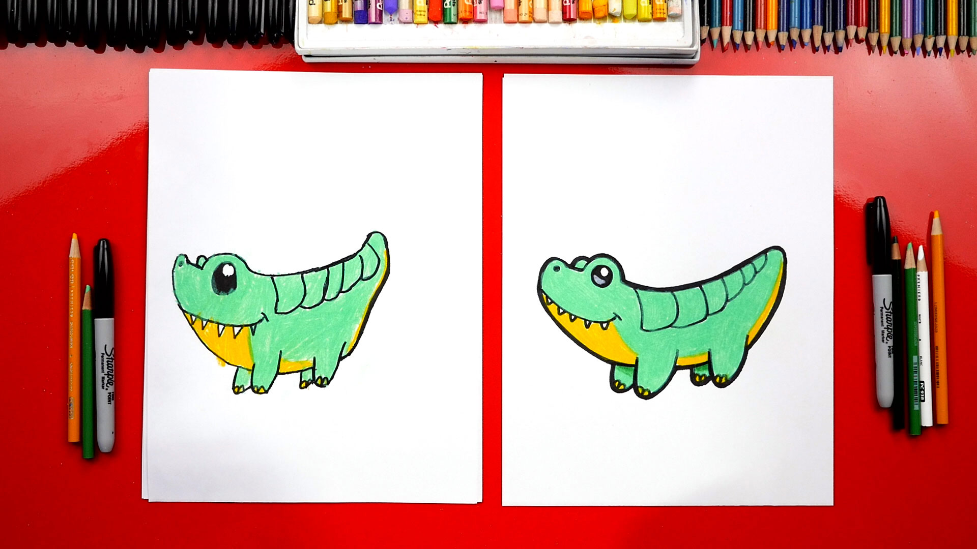 Animals Colouring Worksheets - Crocodile - Kidschoolz