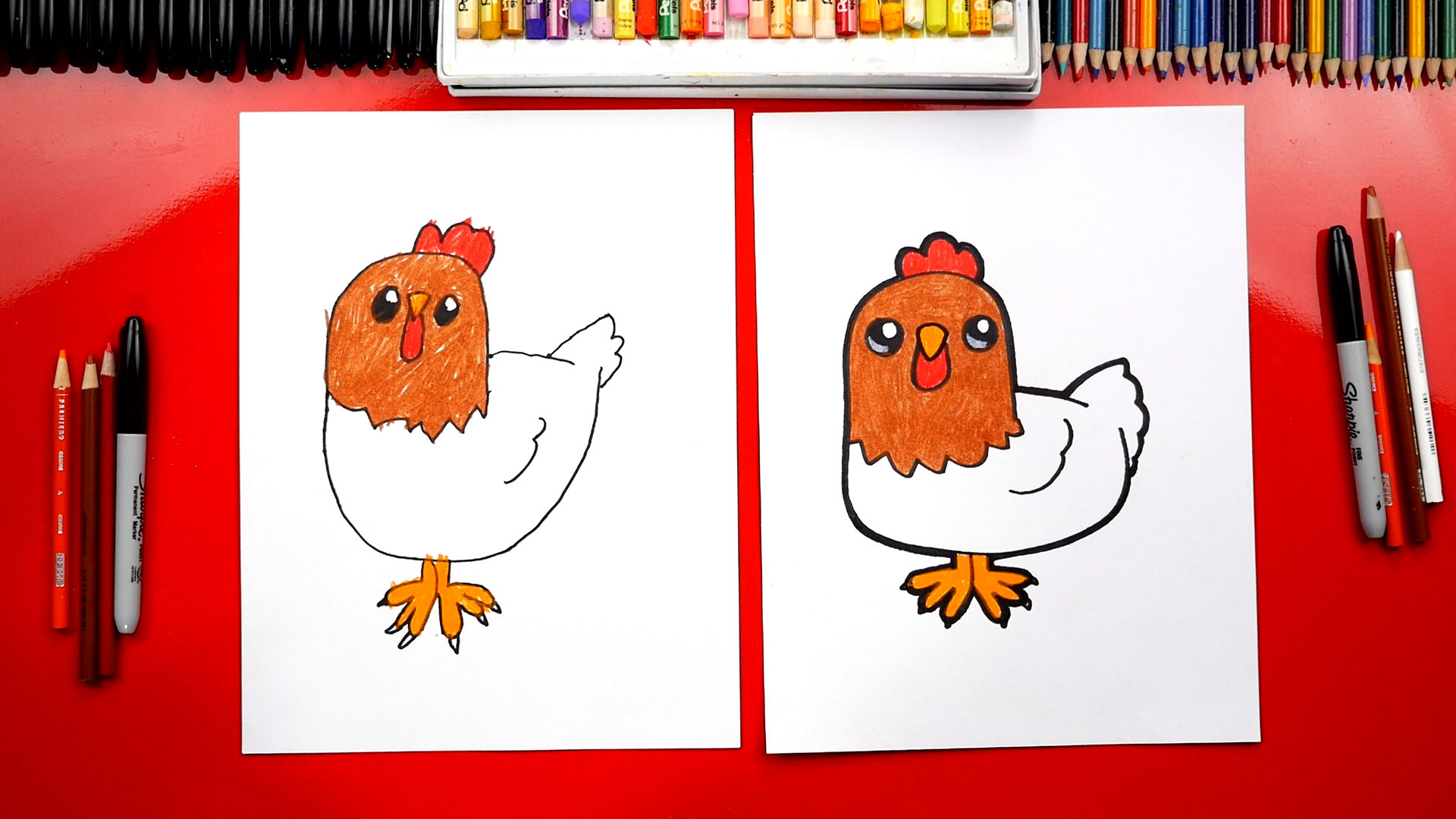 How To Draw A Cartoon Chicken - Art For Kids Hub