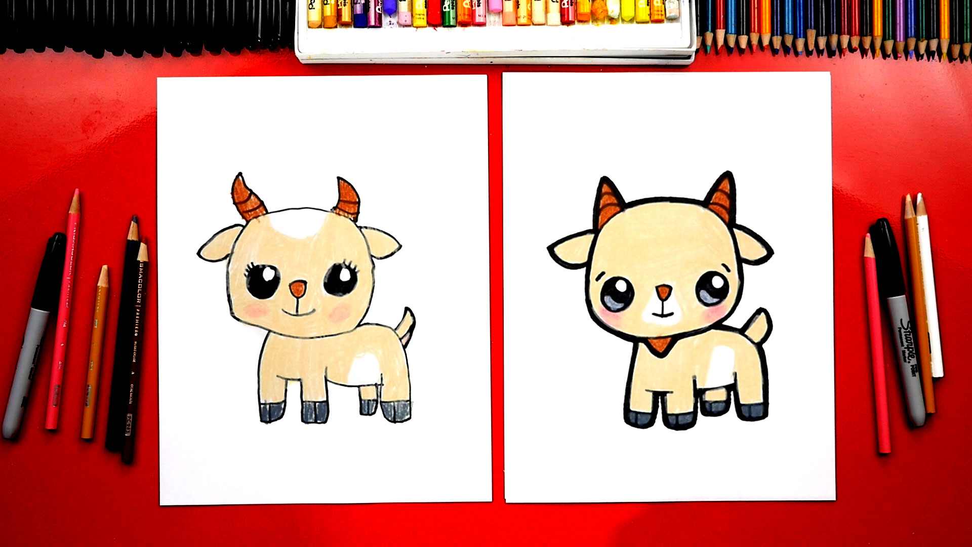 How To Draw A Cute Cartoon Goat - Art For Kids Hub
