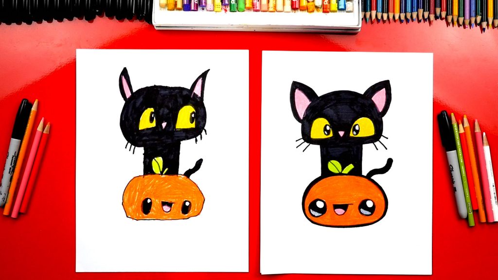 simple black cat drawing