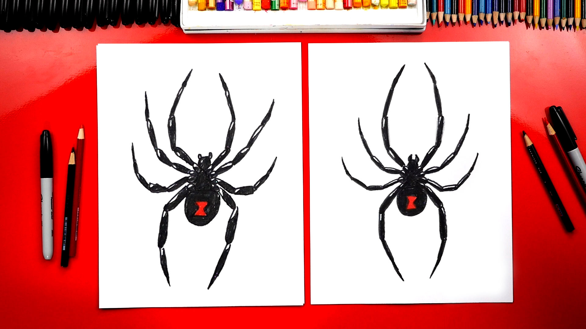 How To Draw A Black Widow Spider - Art For Kids Hub