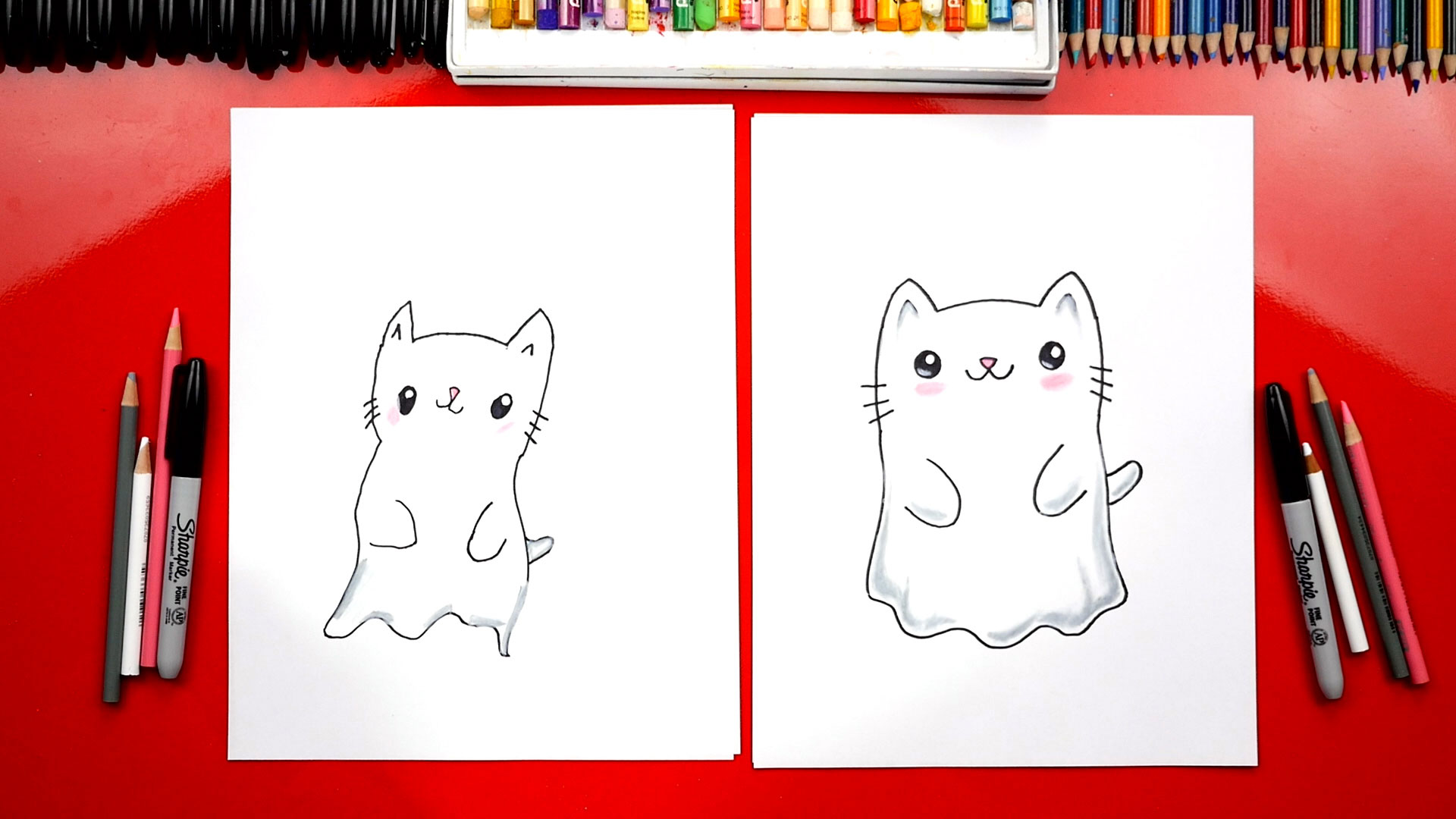 How To Draw A Ghost Kitten For Halloween - Art For Kids Hub