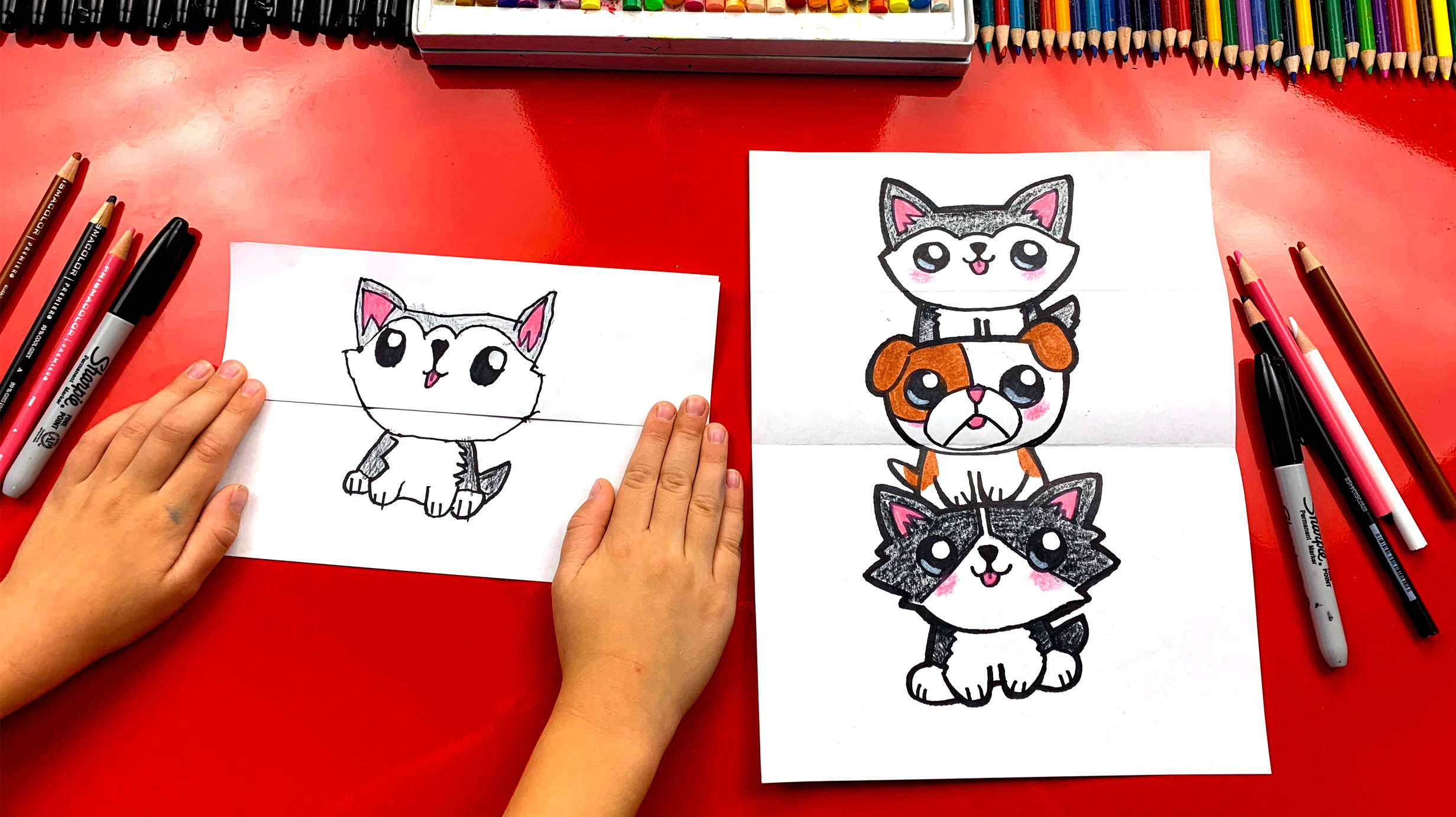 How To Draw A Puppy Stack (Folding Surprise) - Art For 
