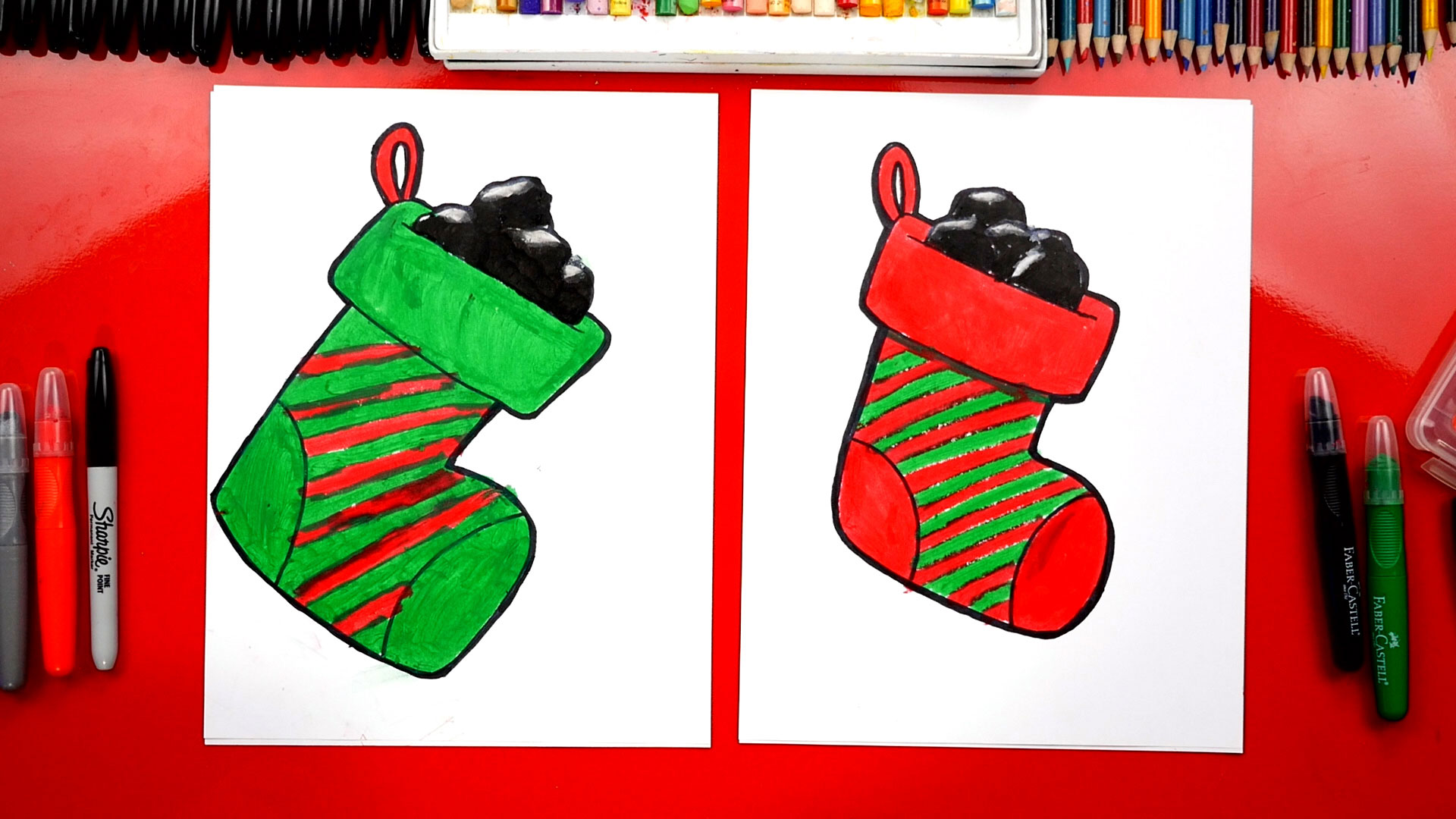 How To Draw A Stocking Full Of Coal Art For Kids Hub