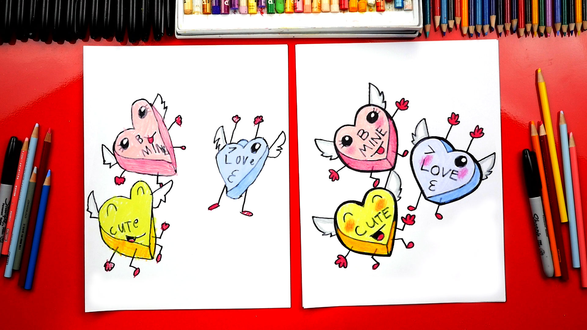 How To Draw Conversation Candy Hearts Art For Kids Hub