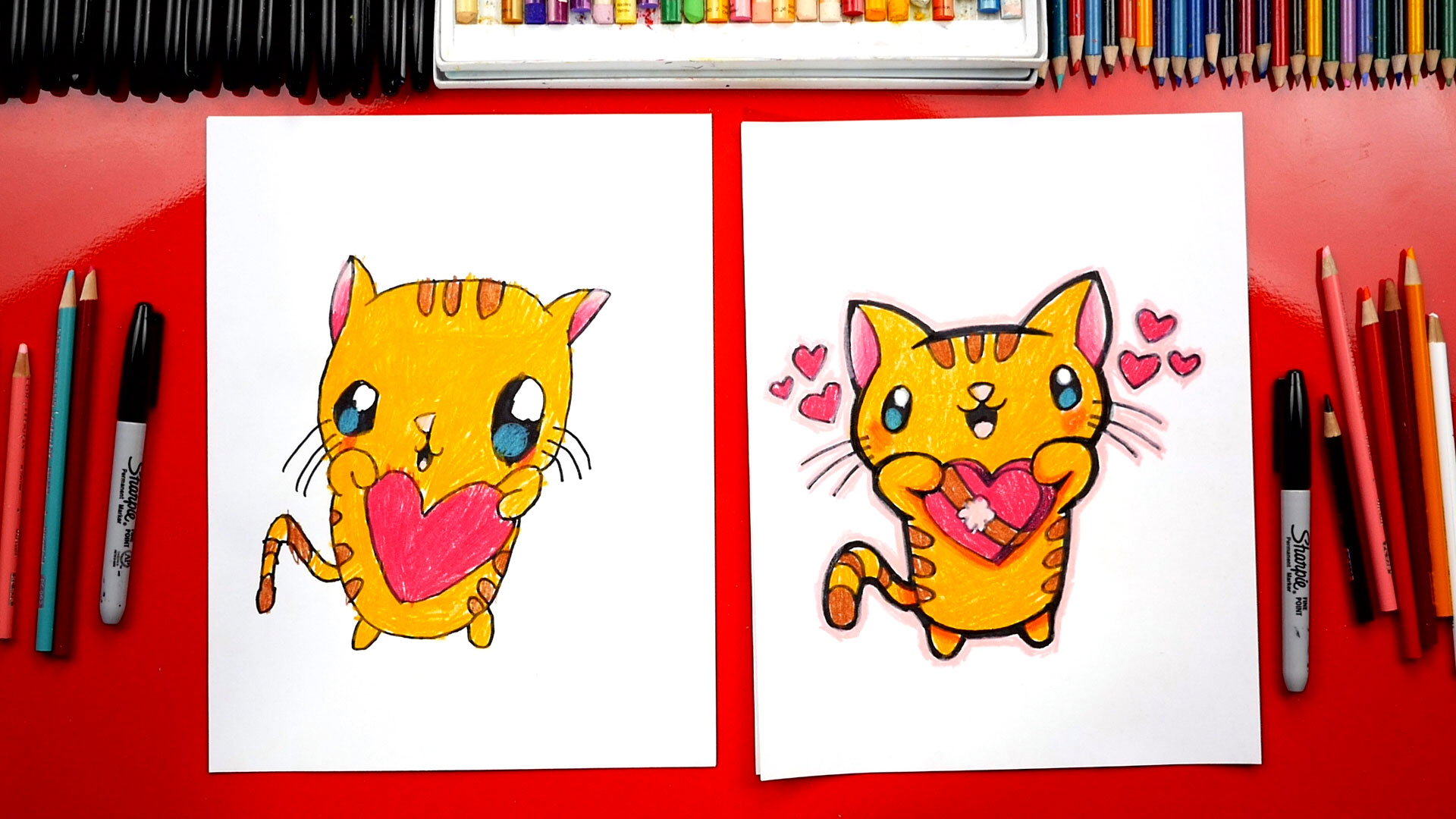 How To Draw The Cutest Valentine's Day Kitten Ever Art For Kids Hub