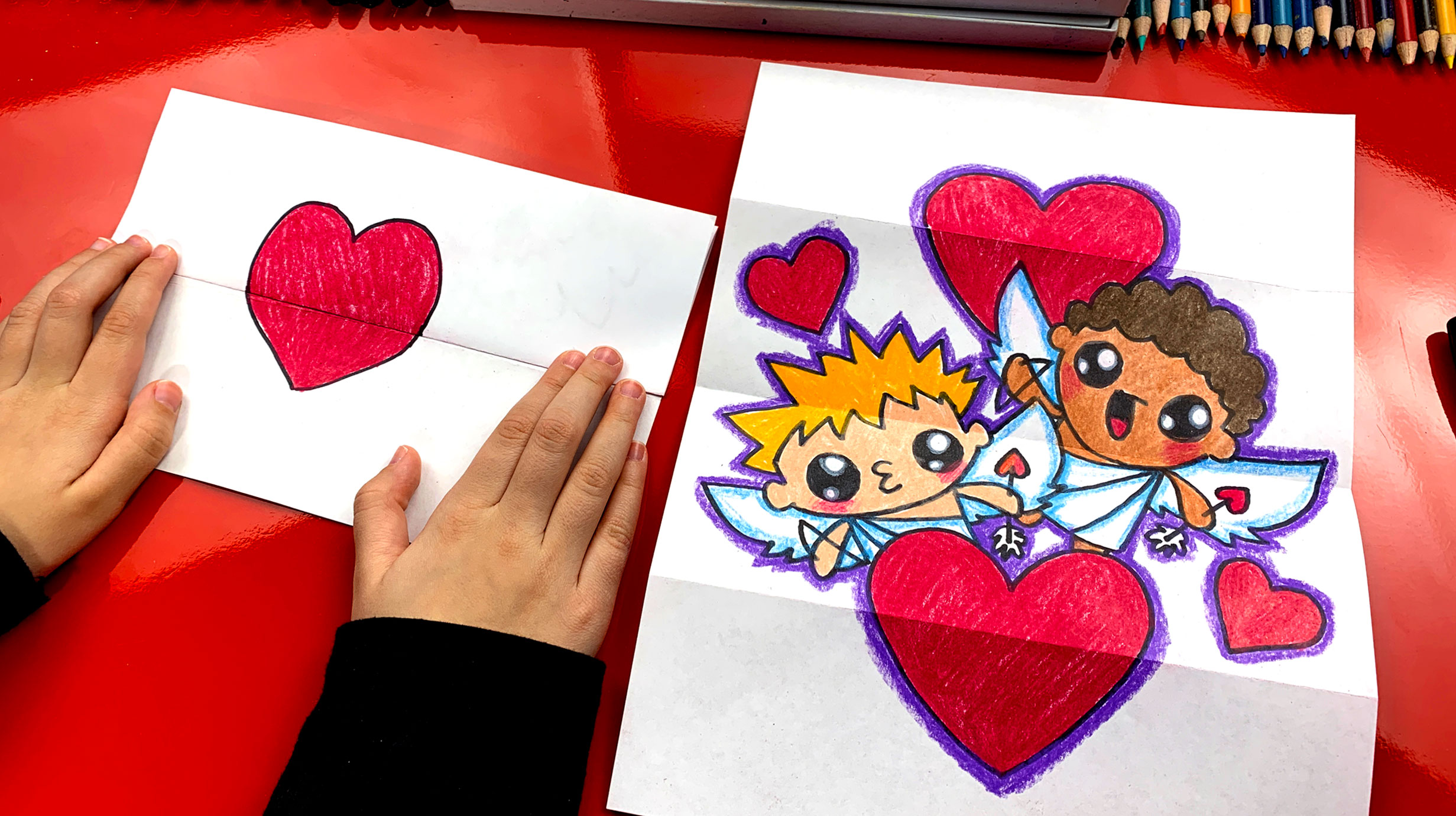 How To Draw A Valentine s Day Folding Surprise - Art For Kids Hub