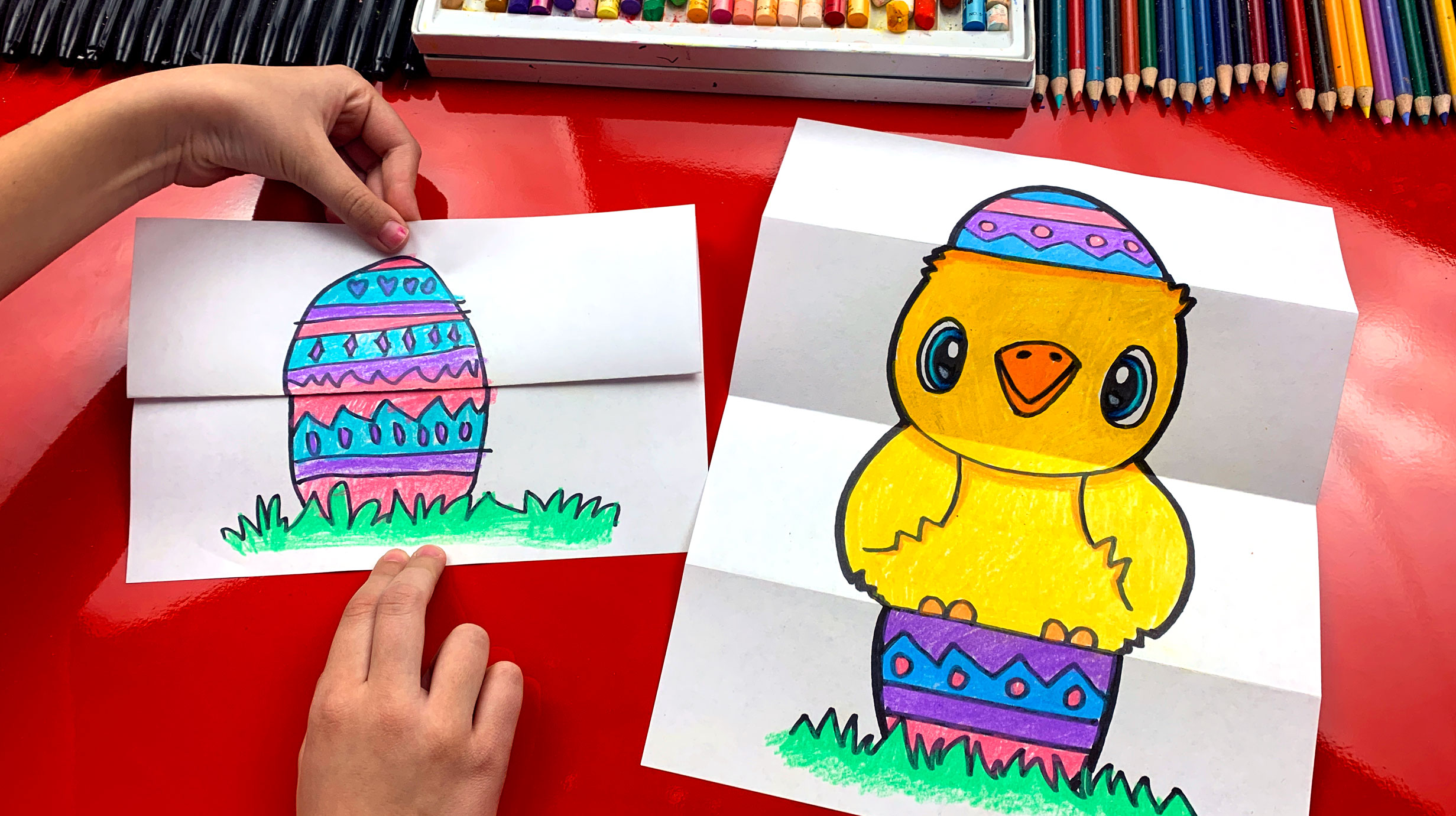 How To Draw An Easter Egg Folding Surprise - Art For Kids Hub