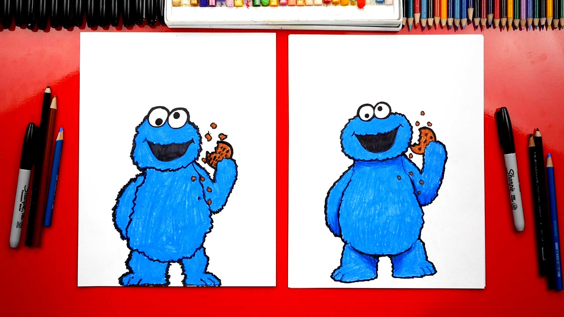 How To Draw Cookie Monster From Sesame Street Art For Kids Hub