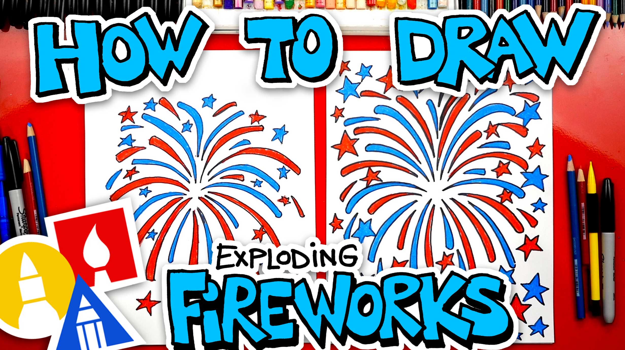 Fireworks Drawing Easy For Kids / How To Paint Fireworks City Scene