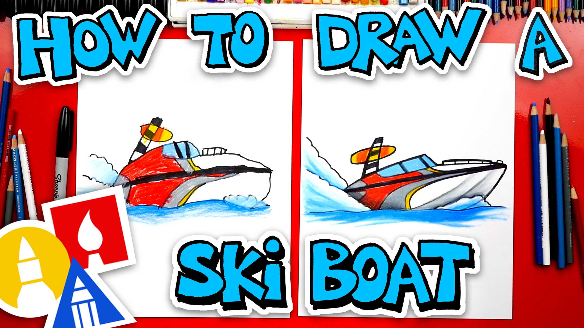 How To Draw A Ski Boat - Art For Kids Hub 