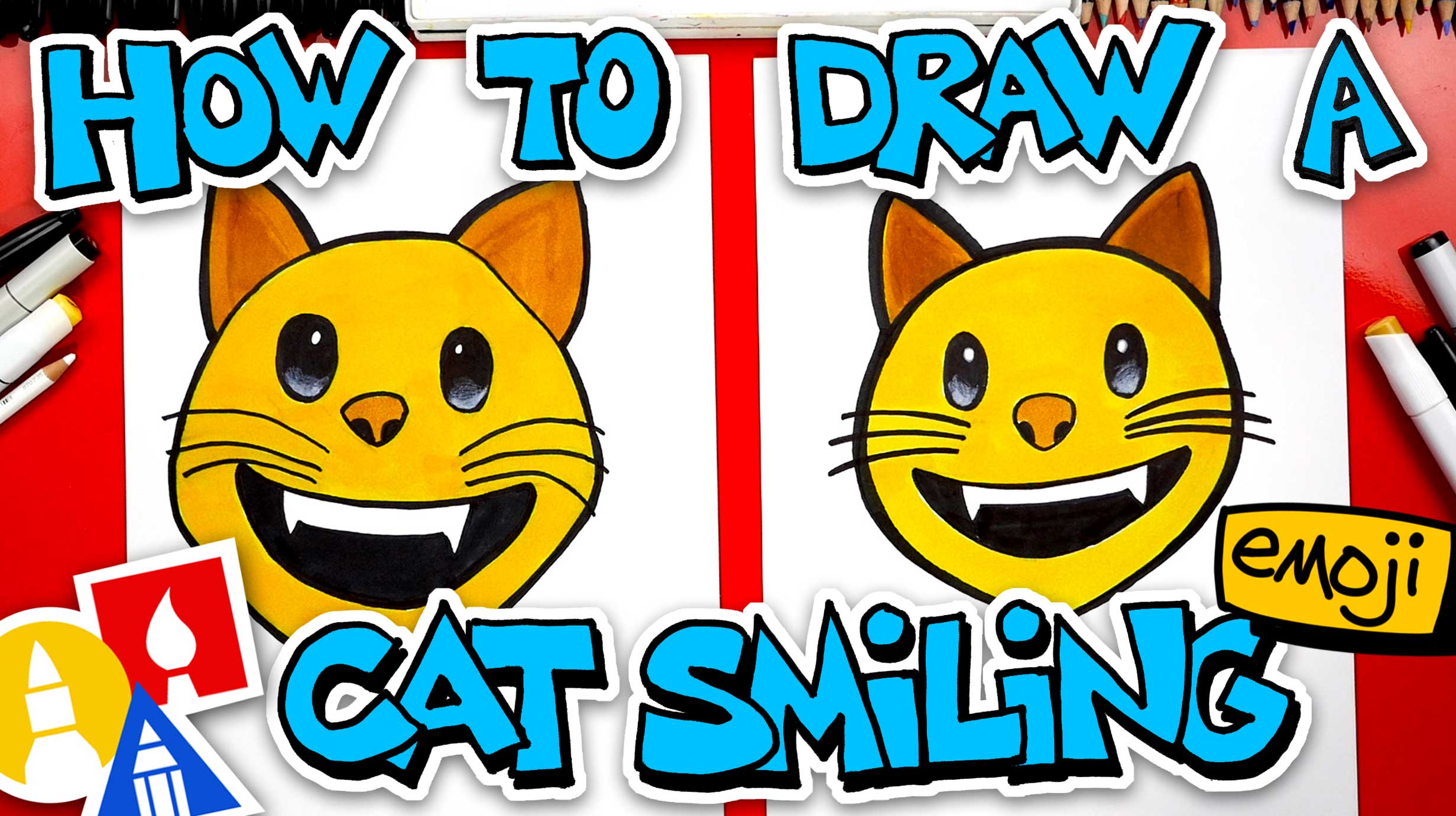 How To Draw The Cat Smiling Emoji 😺 Art For Kids Hub