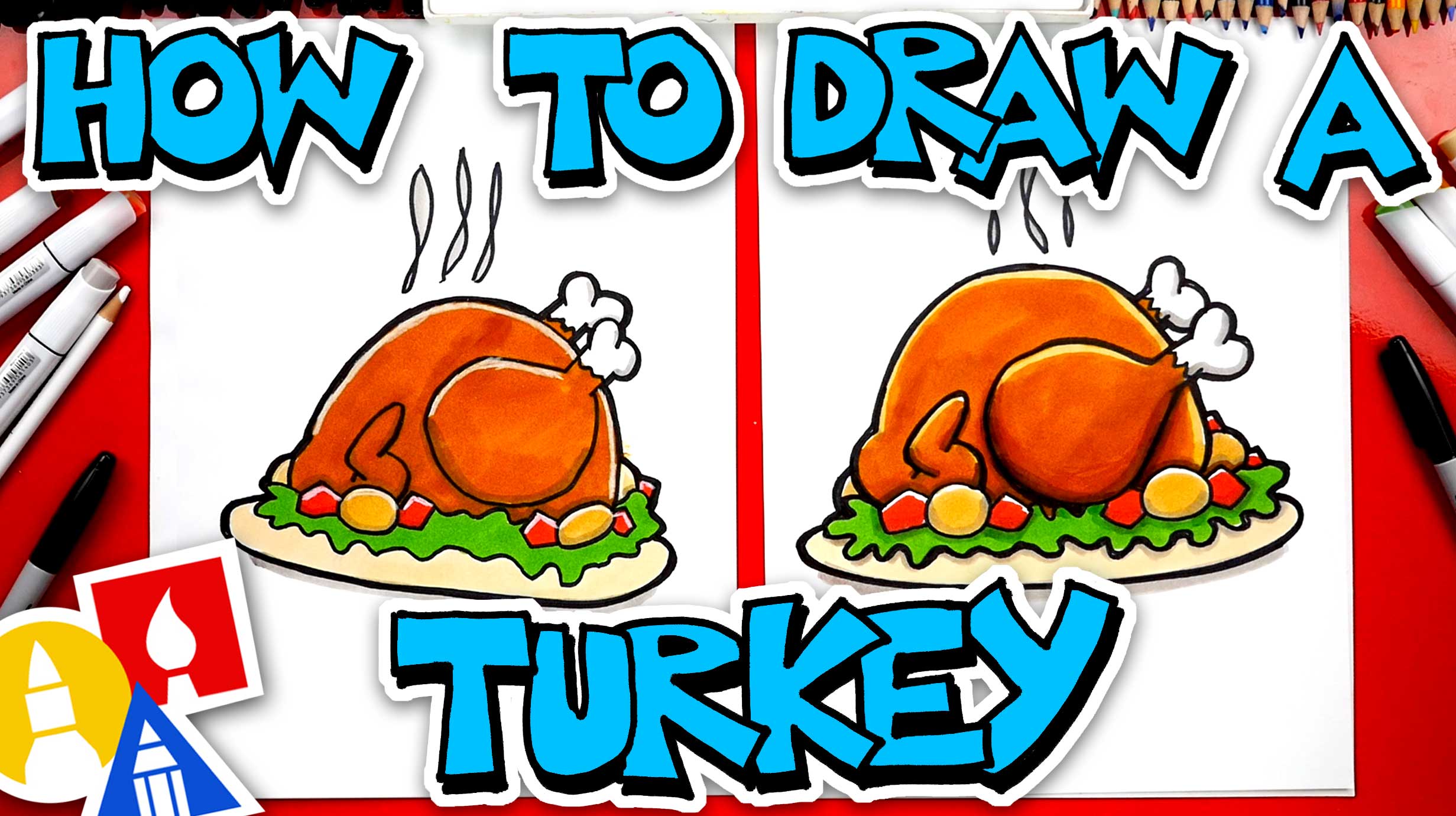 how to draw a cooked turkey