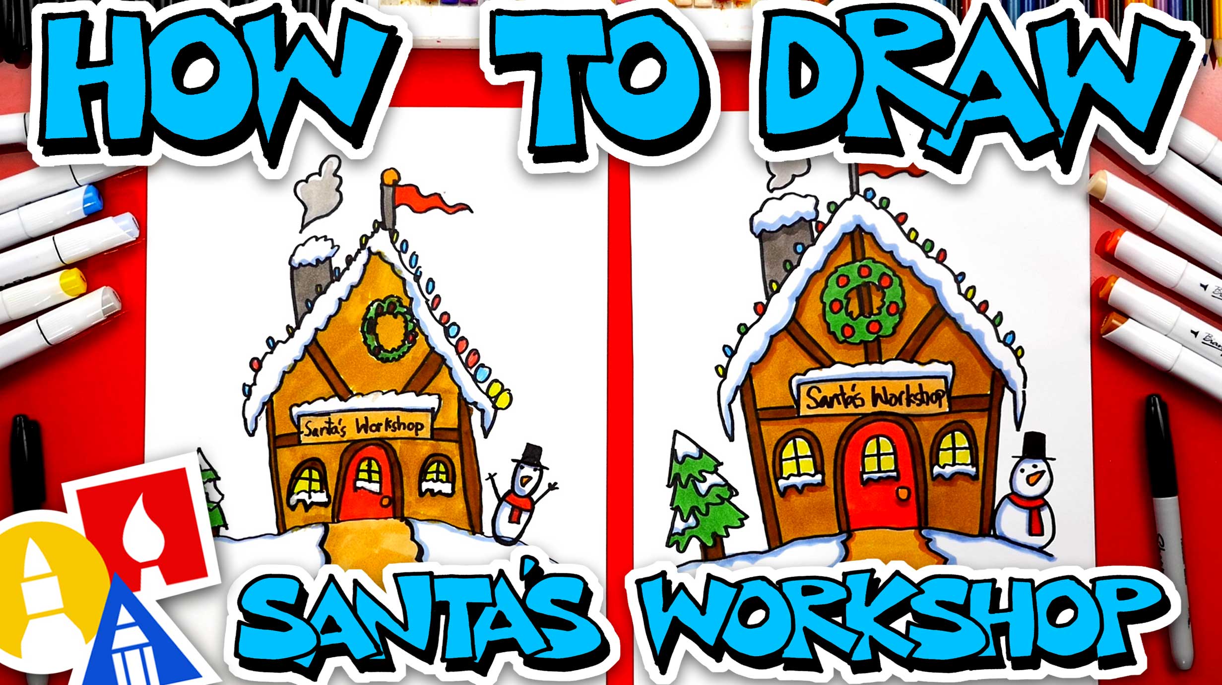 How To Draw Santa's Workshop - Art For Kids Hub