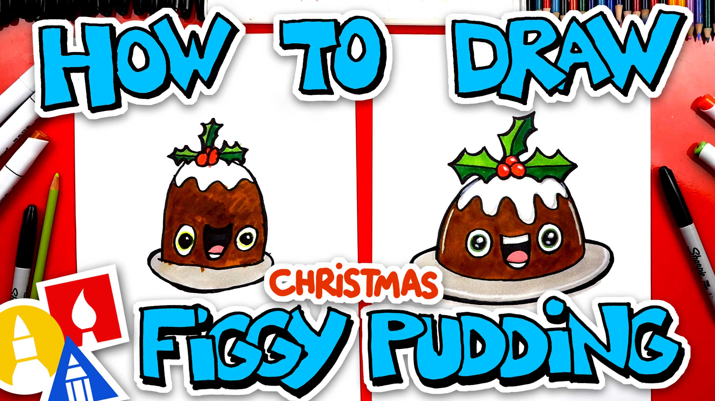 How To Draw Funny Figgy Pudding For Christmas - Art For Kids Hub