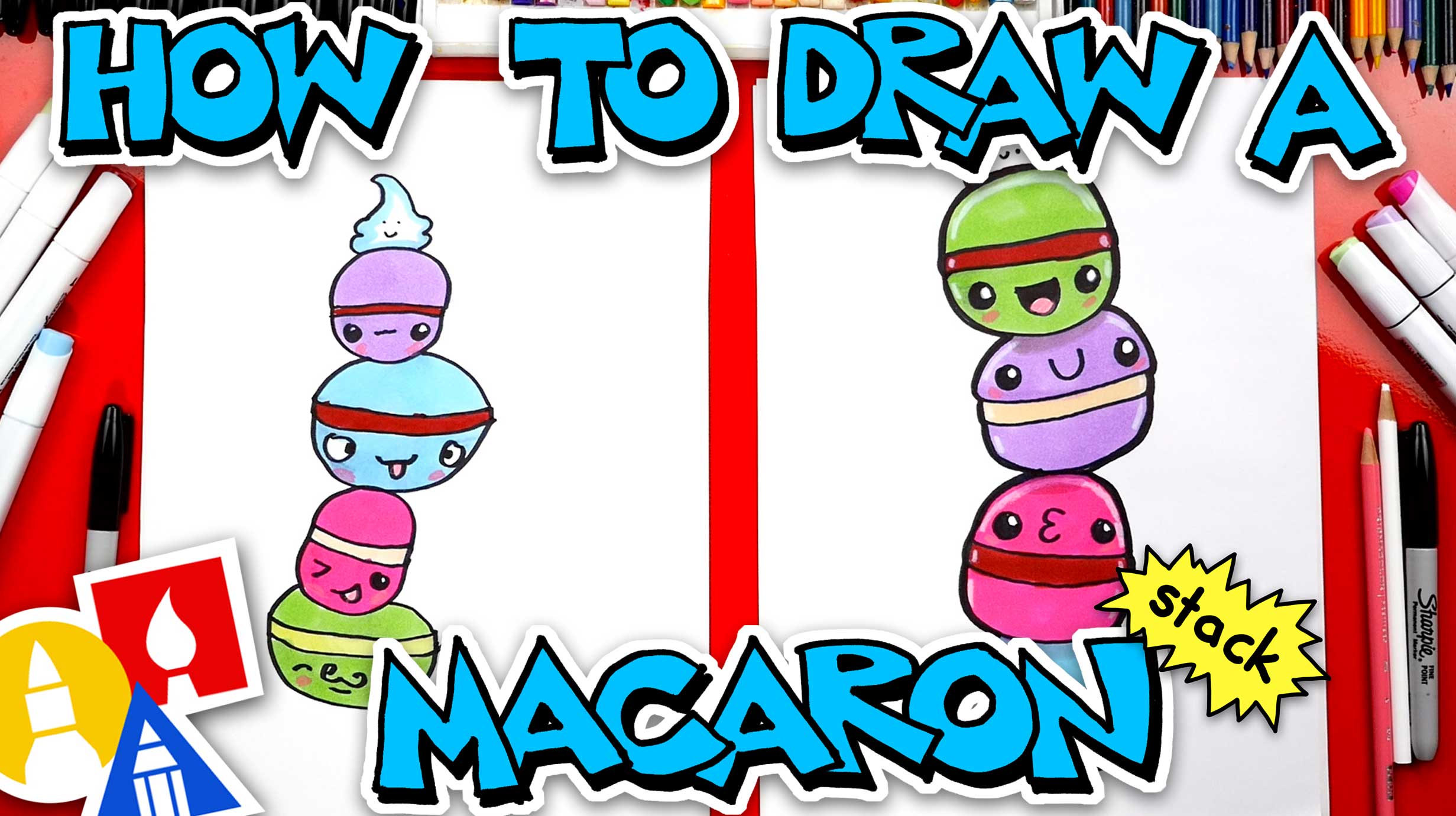 How To Draw A Cute Macaron Stack