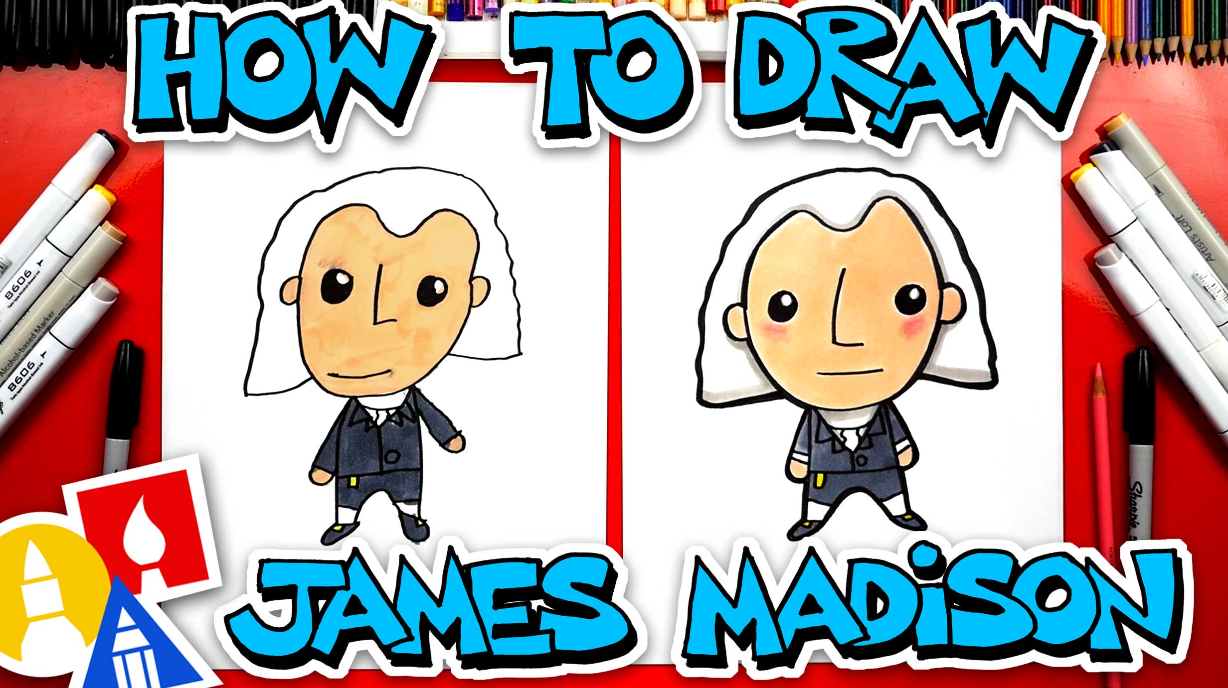 How To Draw James Madison Happy Presidents Day Art For Kids Hub