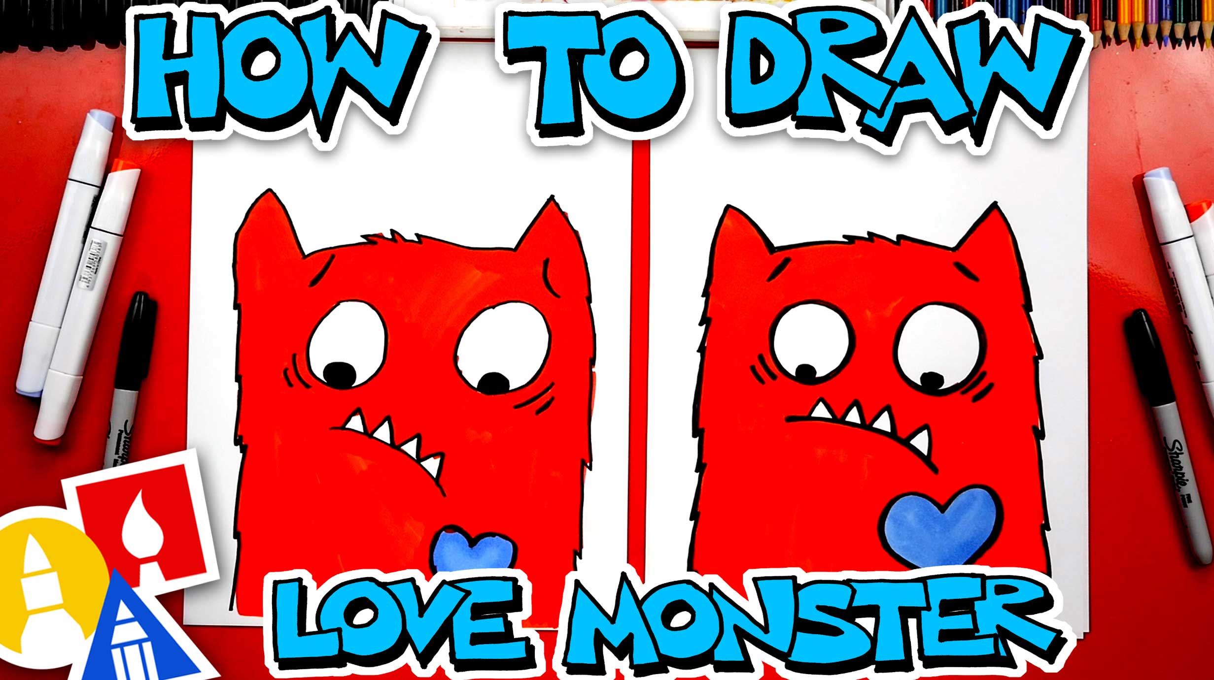 How To Draw Love Monster - Art For Kids Hub