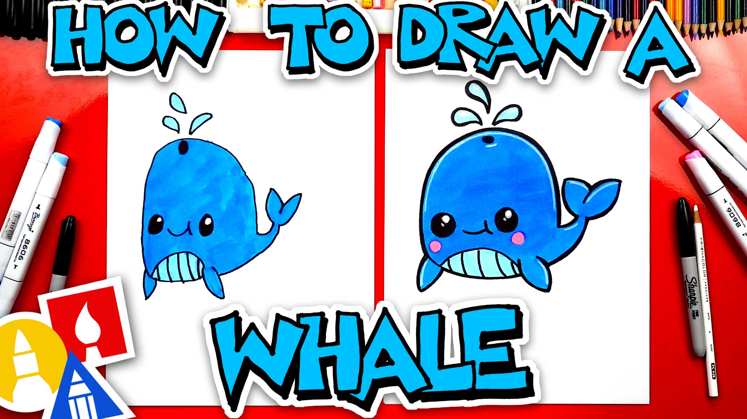 How to draw a Pink Whale and fish | Simple drawing game for kids |  colouring book – Toy Kids TV