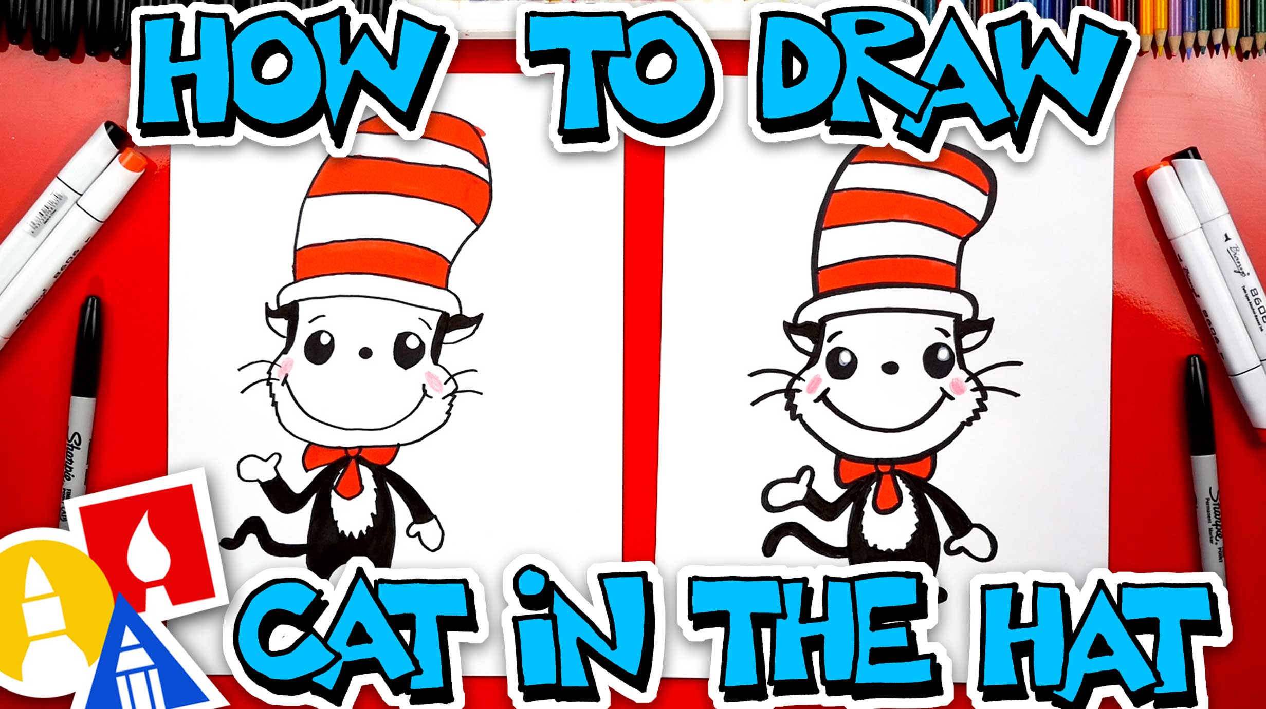 How To Draw The Cat In The Hat (Easy Cartoon Version
