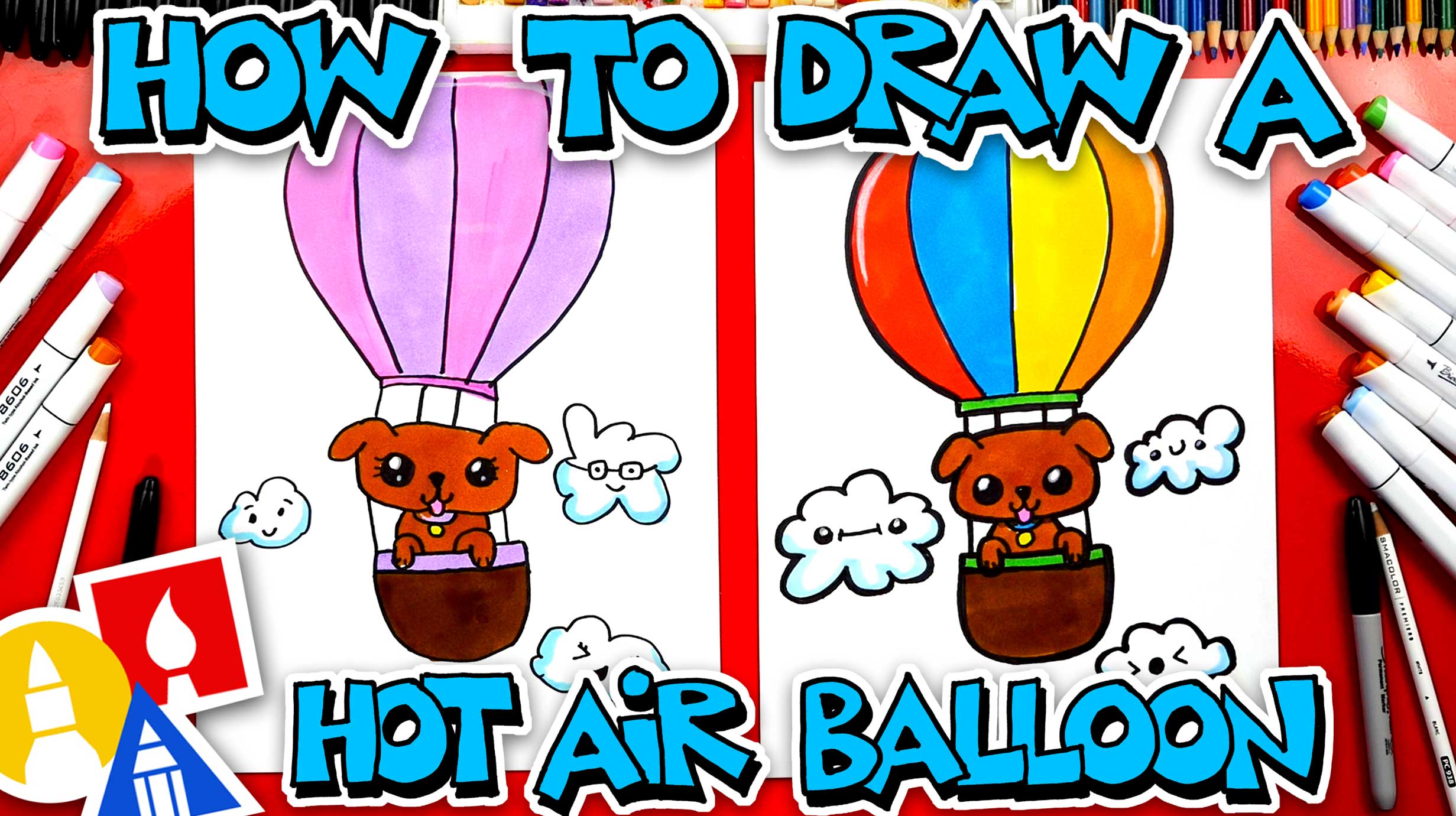 Single one line drawing cute boy and girl sitting in cardboard box with  balloons. Little pilot of hot air balloon. Creative kids character playing  hot air balloon. Continuous line draw design graphic