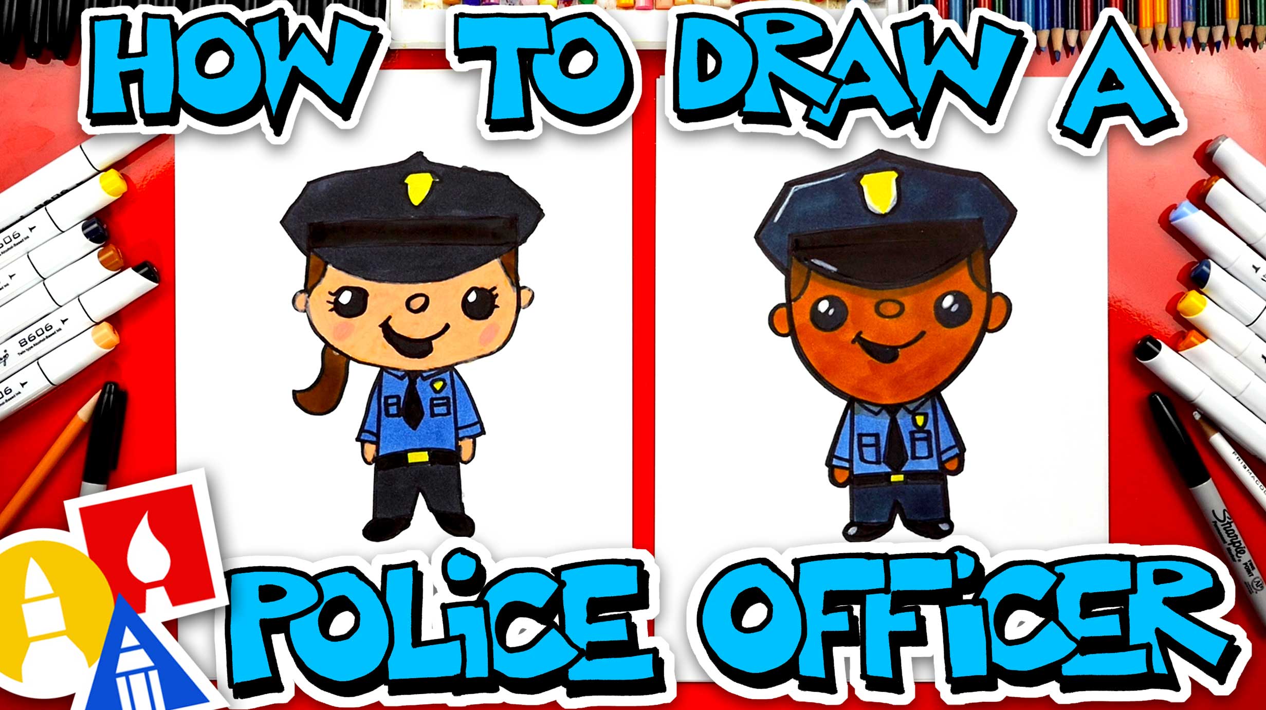 Premium Vector | Police officer drawing cartoon artwork vector