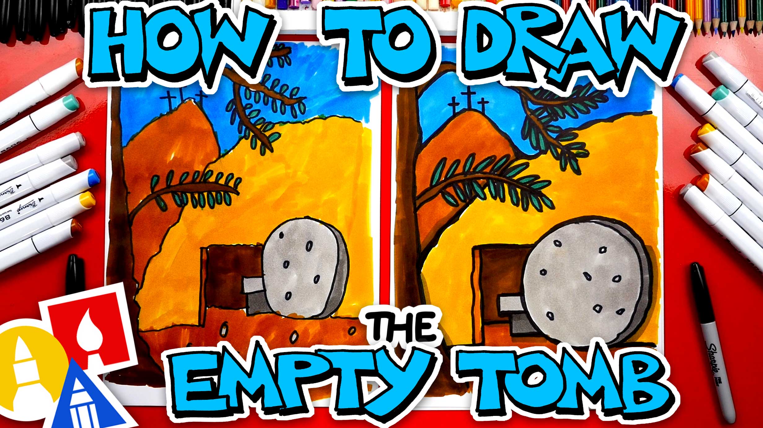 How To Draw The Empty Tomb - Happy Easter Week - Art For Kids Hub