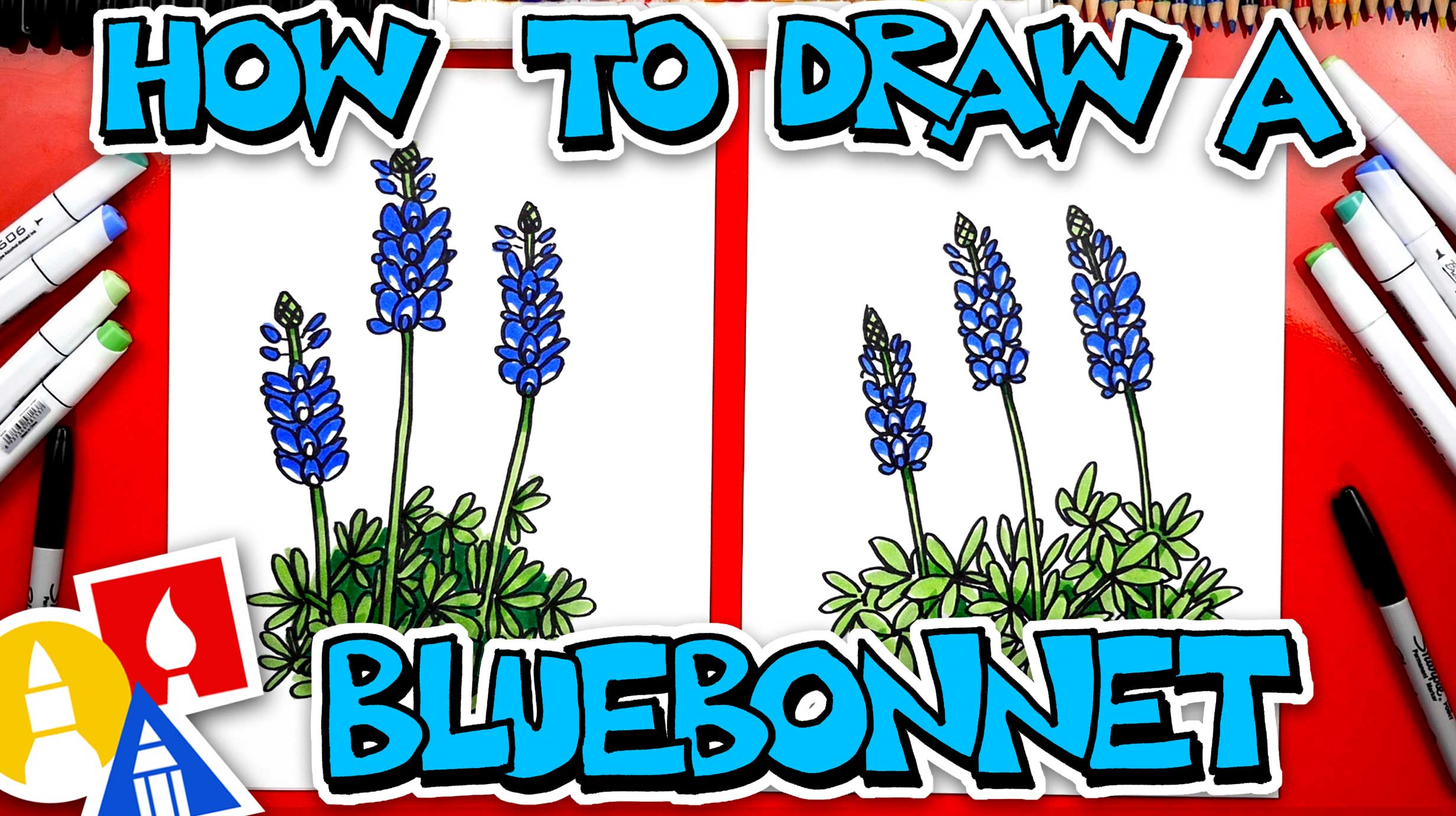 How To Draw A Bluebonnet Flower - Texas State Flower - Art For Kids Hub