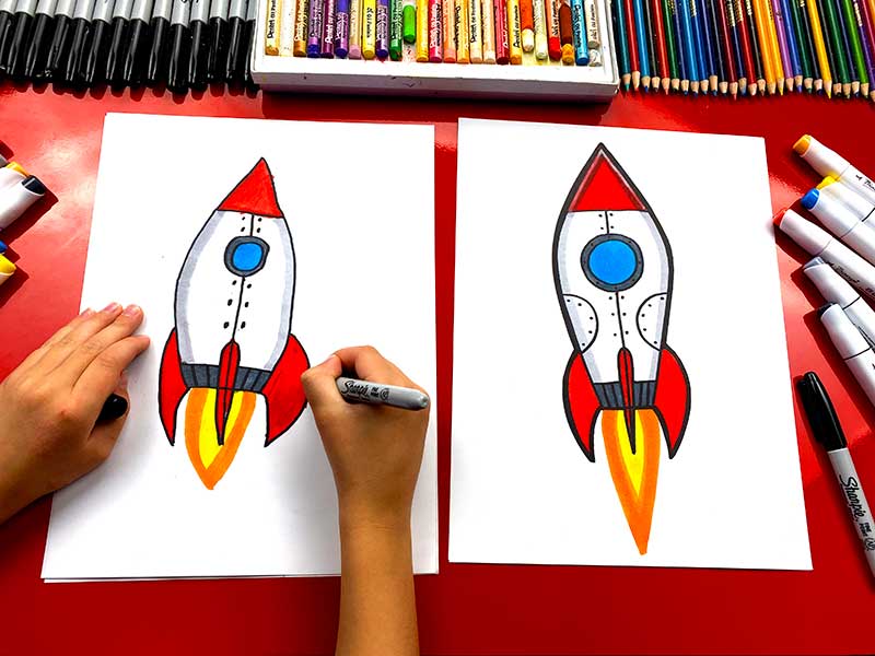 How to Draw a Rocket - An Easy Rocket Drawing Tutorial