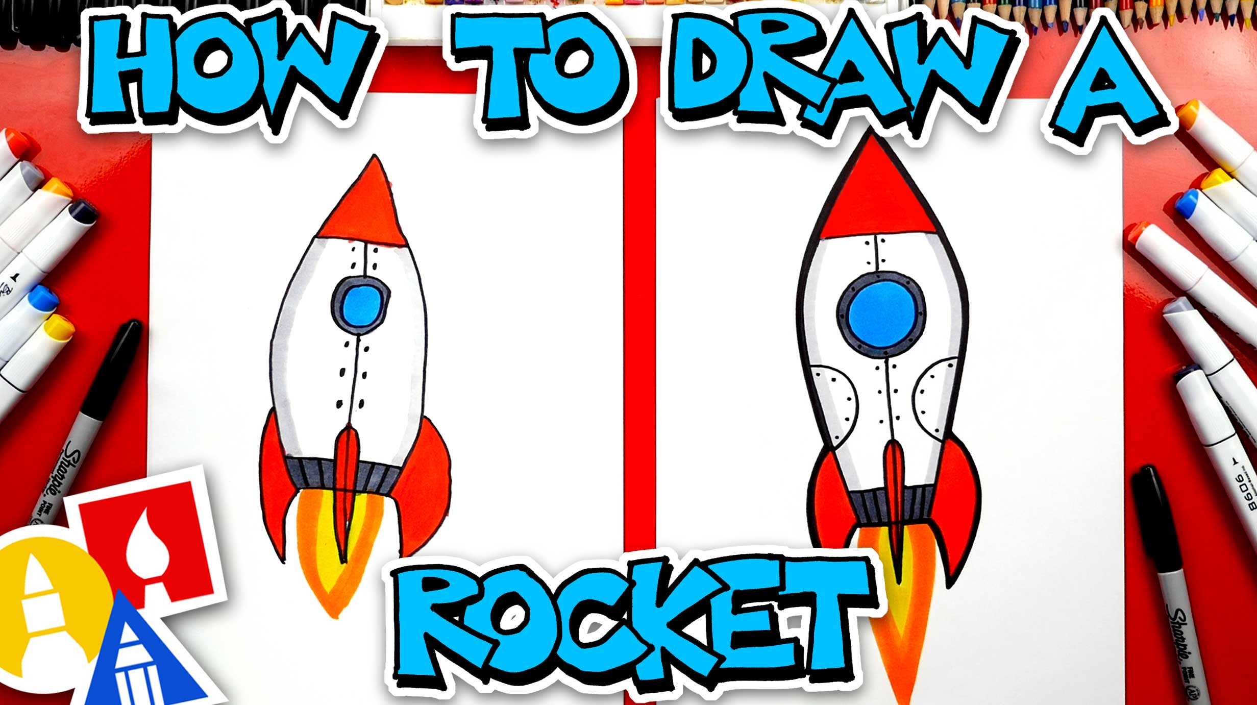 How To Draw A Rocket Ship - Art For Kids Hub 