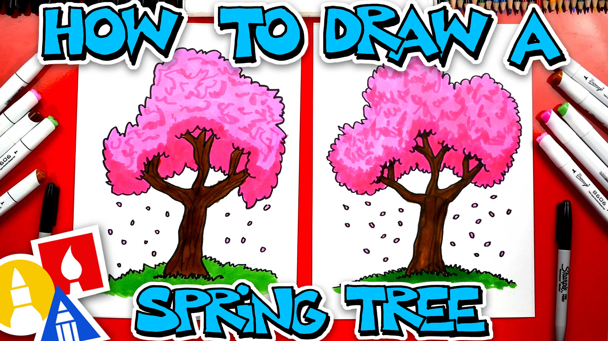 How To Draw A Cherry Blossom Spring Tree Art For Kids Hub