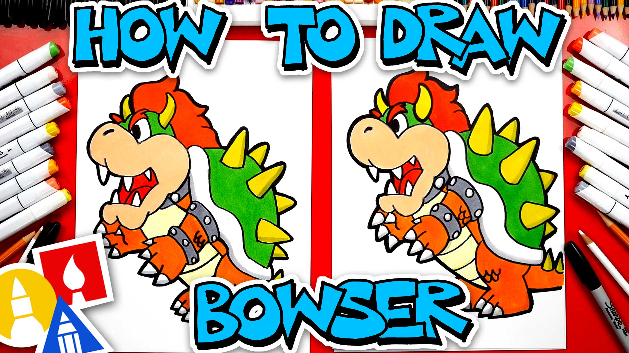 How To Draw Bowser Art For Kids Hub