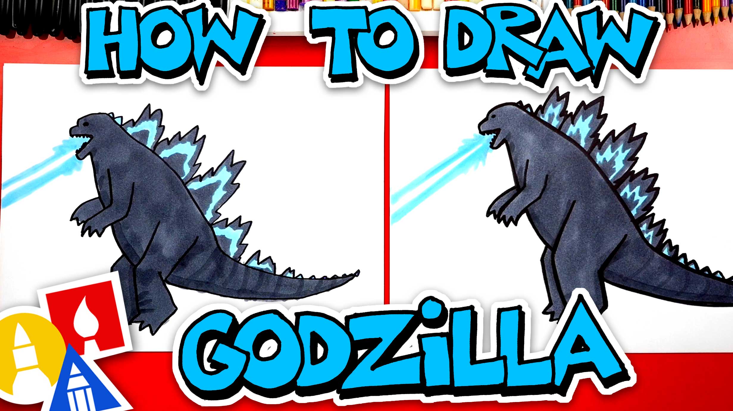 How To Draw Godzilla Art For Kids Hub