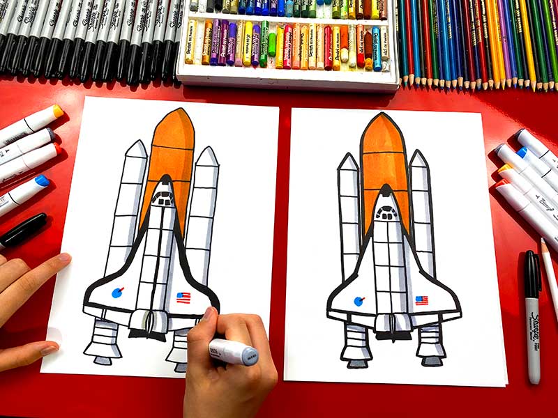 Naive illustration, children drawing, rocket with planets in space, Austria  Stock Photo - Alamy
