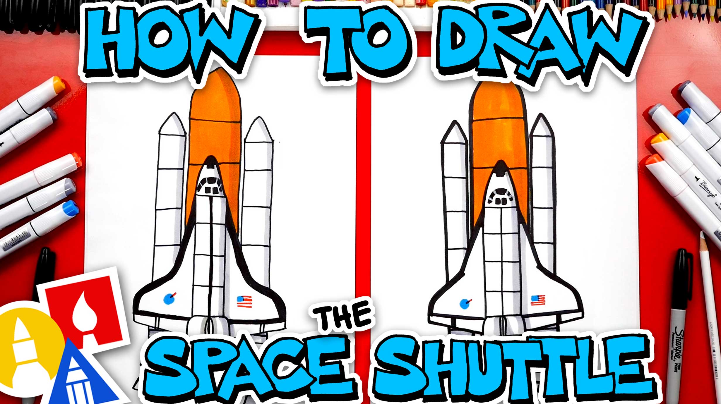 Spaceship Drawing Demo #3 - Missile Support Ship and Moon Rocket - YouTube