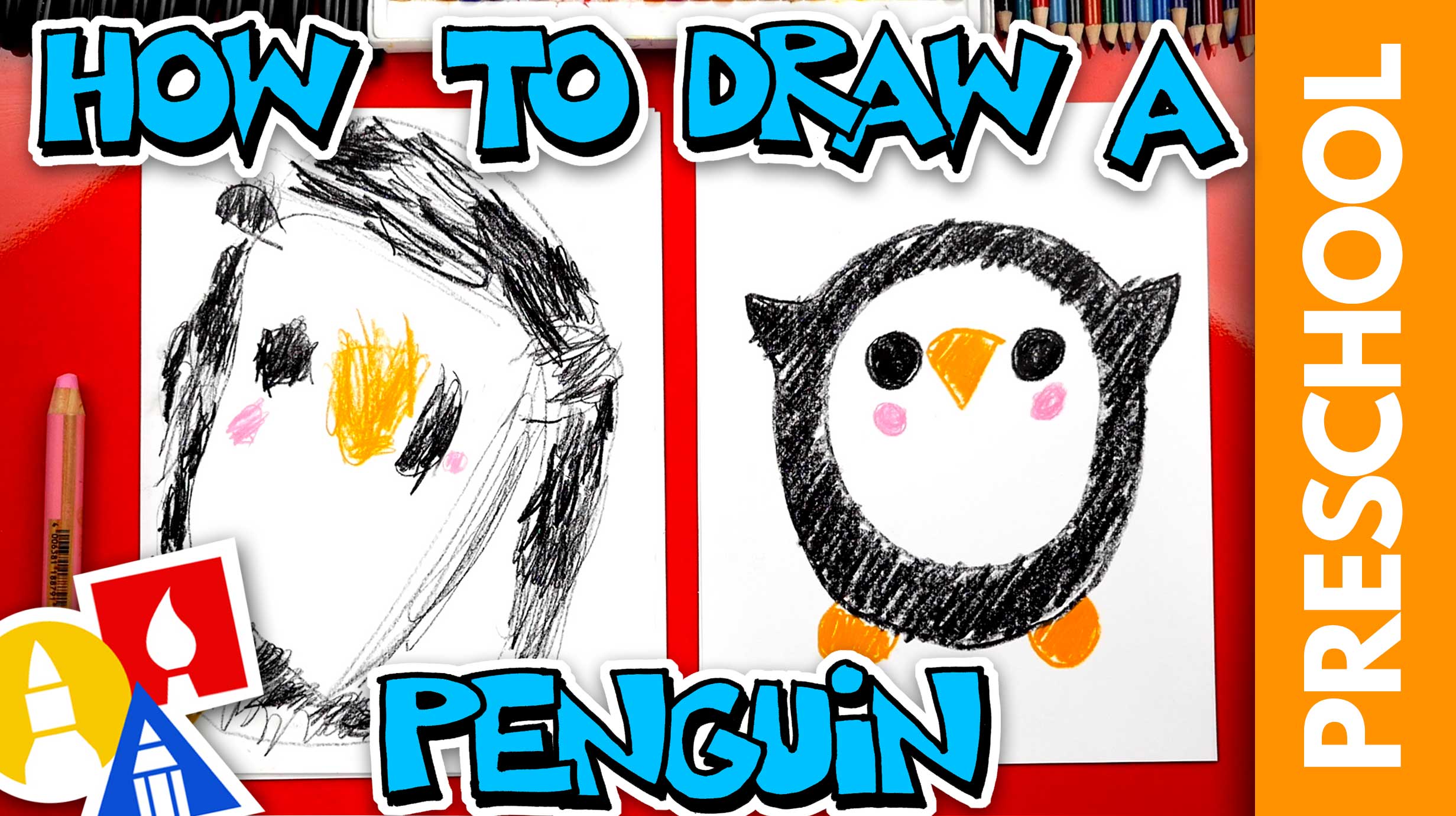Drawing A Penguin With Shapes - Preschool - Art For Kids Hub