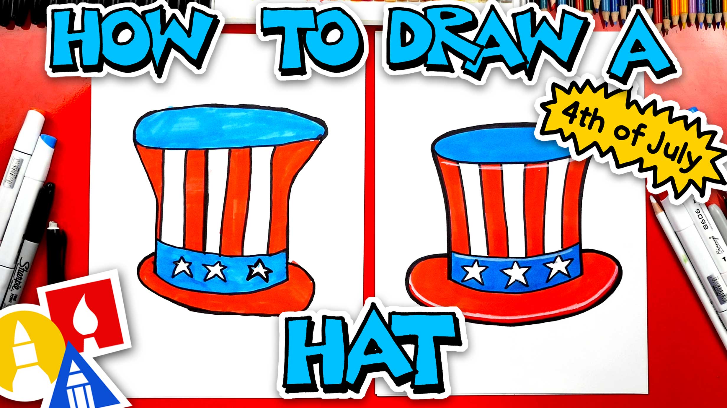 How To Draw A Fourth Of July Hat Art For Kids Hub