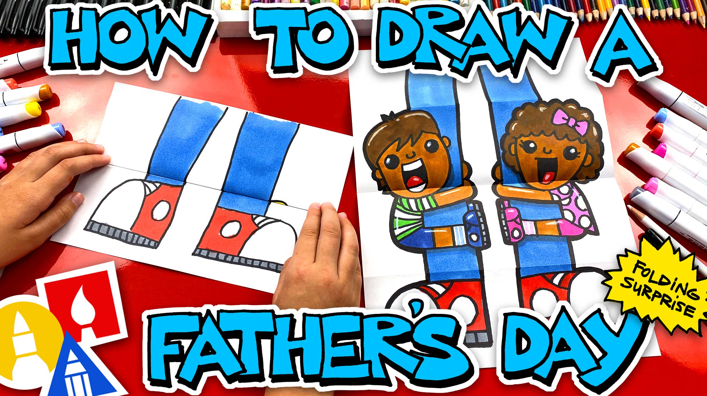 How To Draw A Funny Fathers Day Folding Surprise - Art For Kids Hub