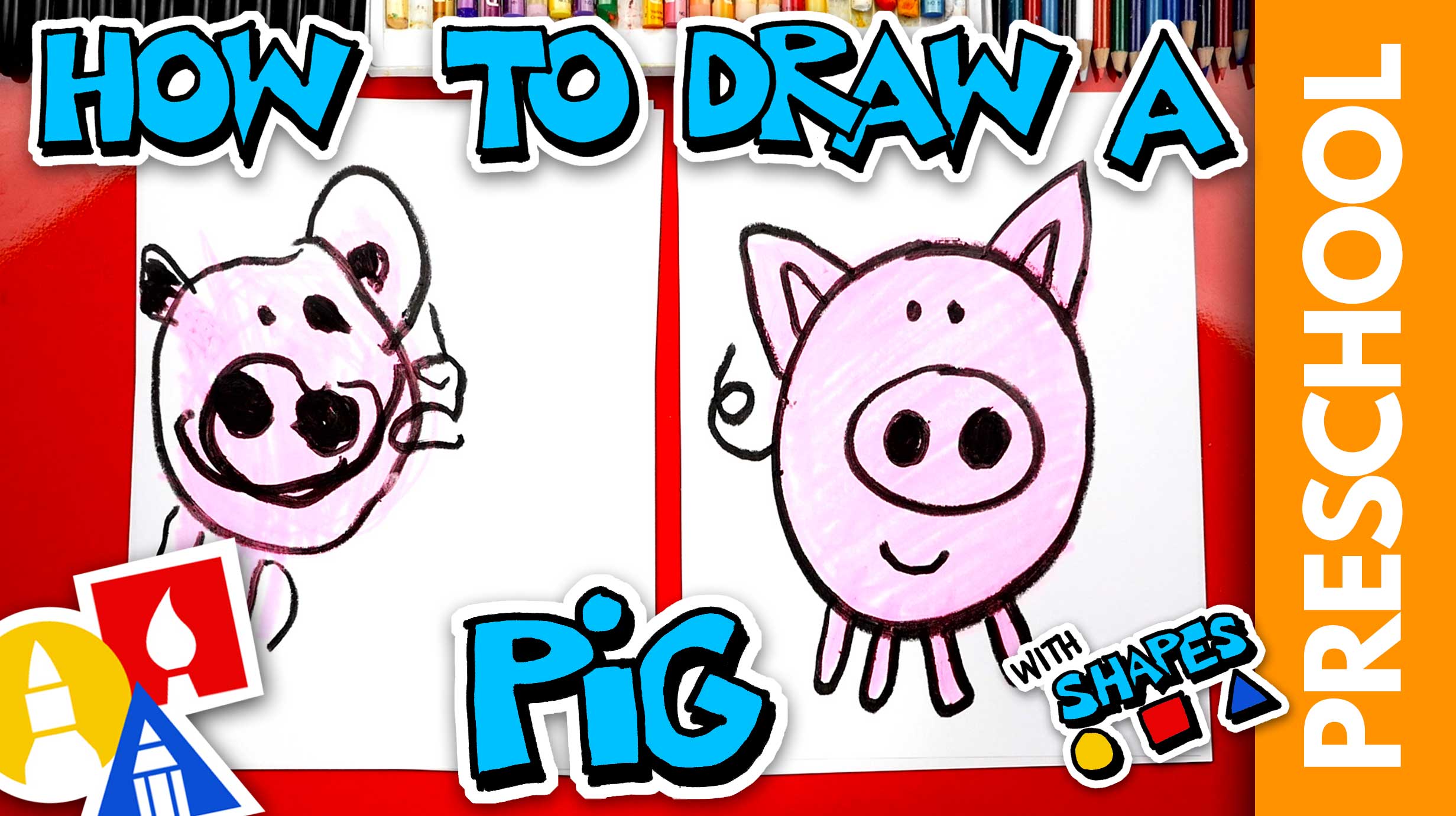 Drawing A Pig Using Shapes - Preschool - Art For Kids Hub