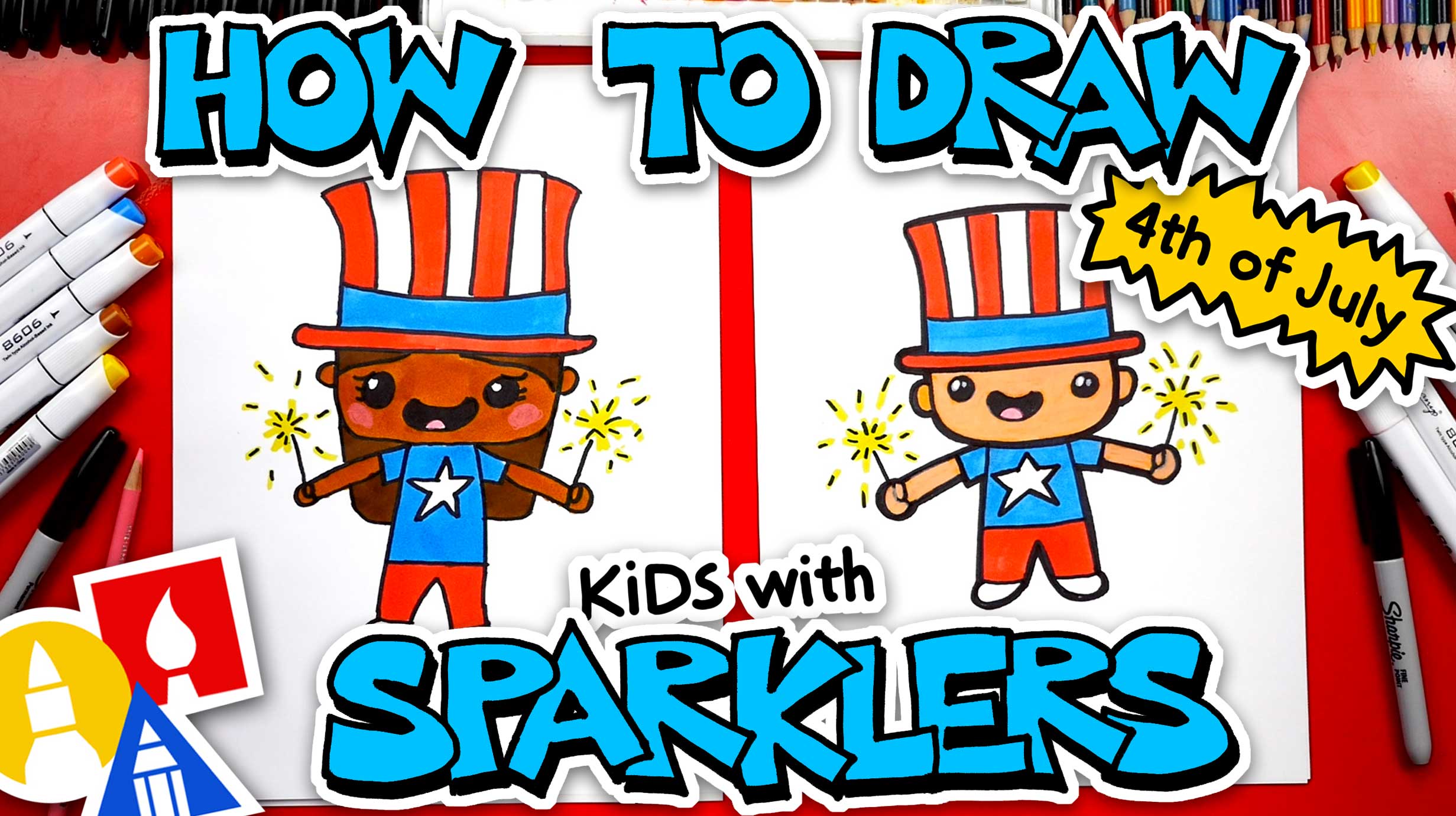 How To Draw Kids With Sparklers