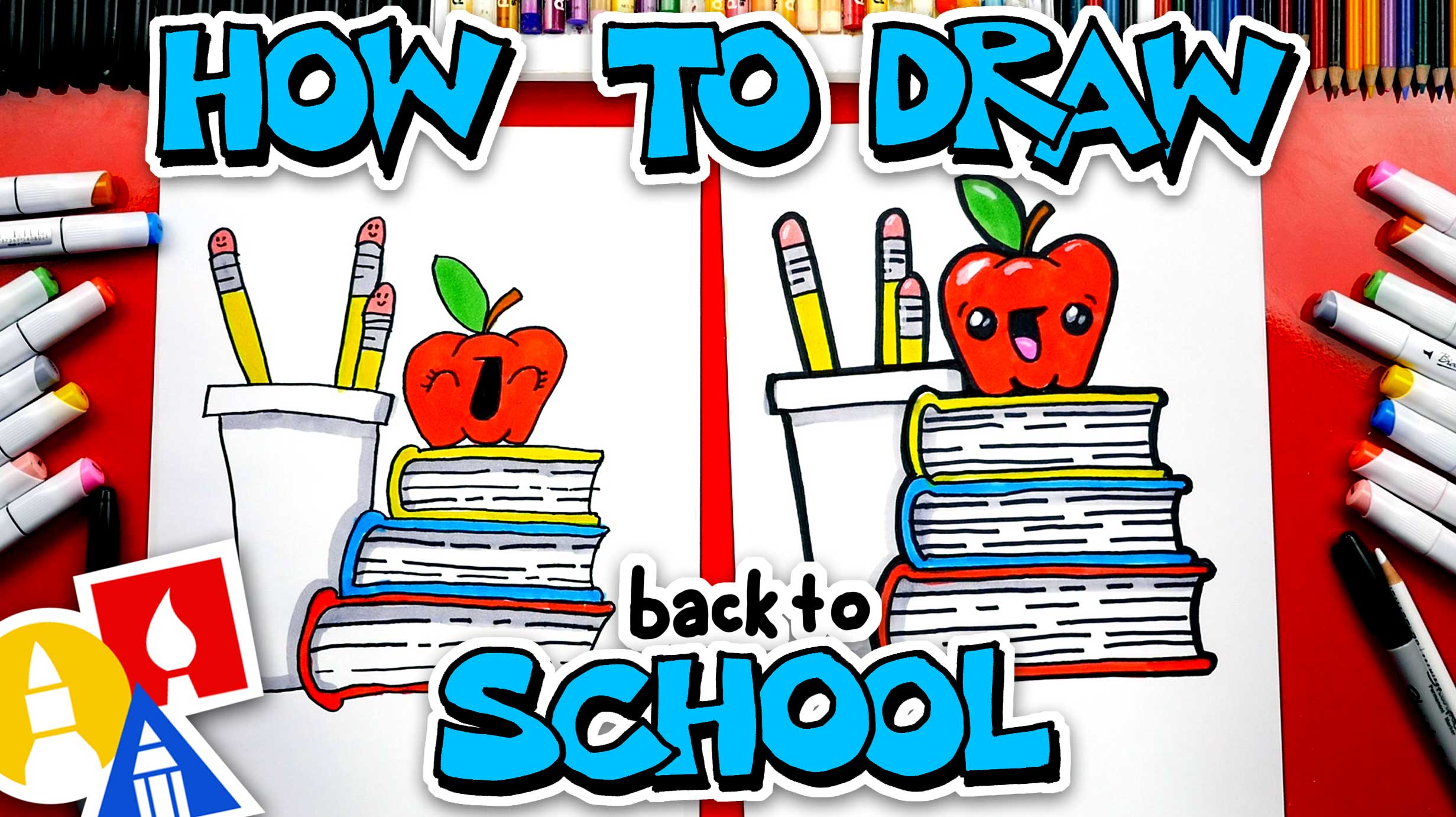 Back To School! How To Draw A Stack Of Books Art For Kids Hub