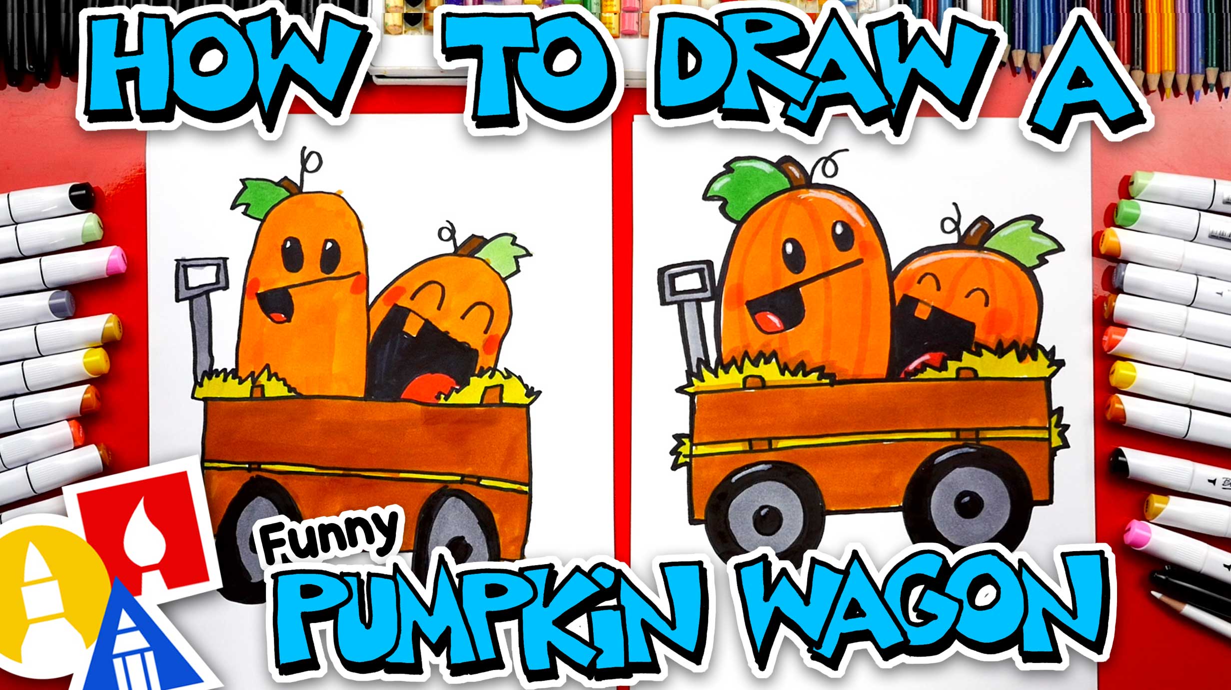 Download How To Draw A Funny Pumpkin Wagon - Art For Kids Hub