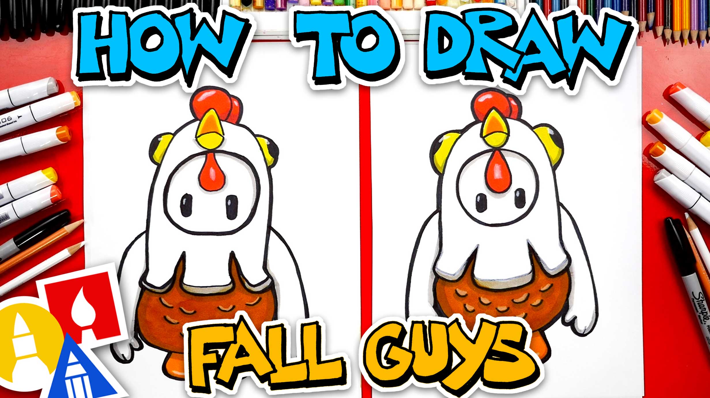 How To Draw Fall Guys Chicken Costume - Art For Kids Hub