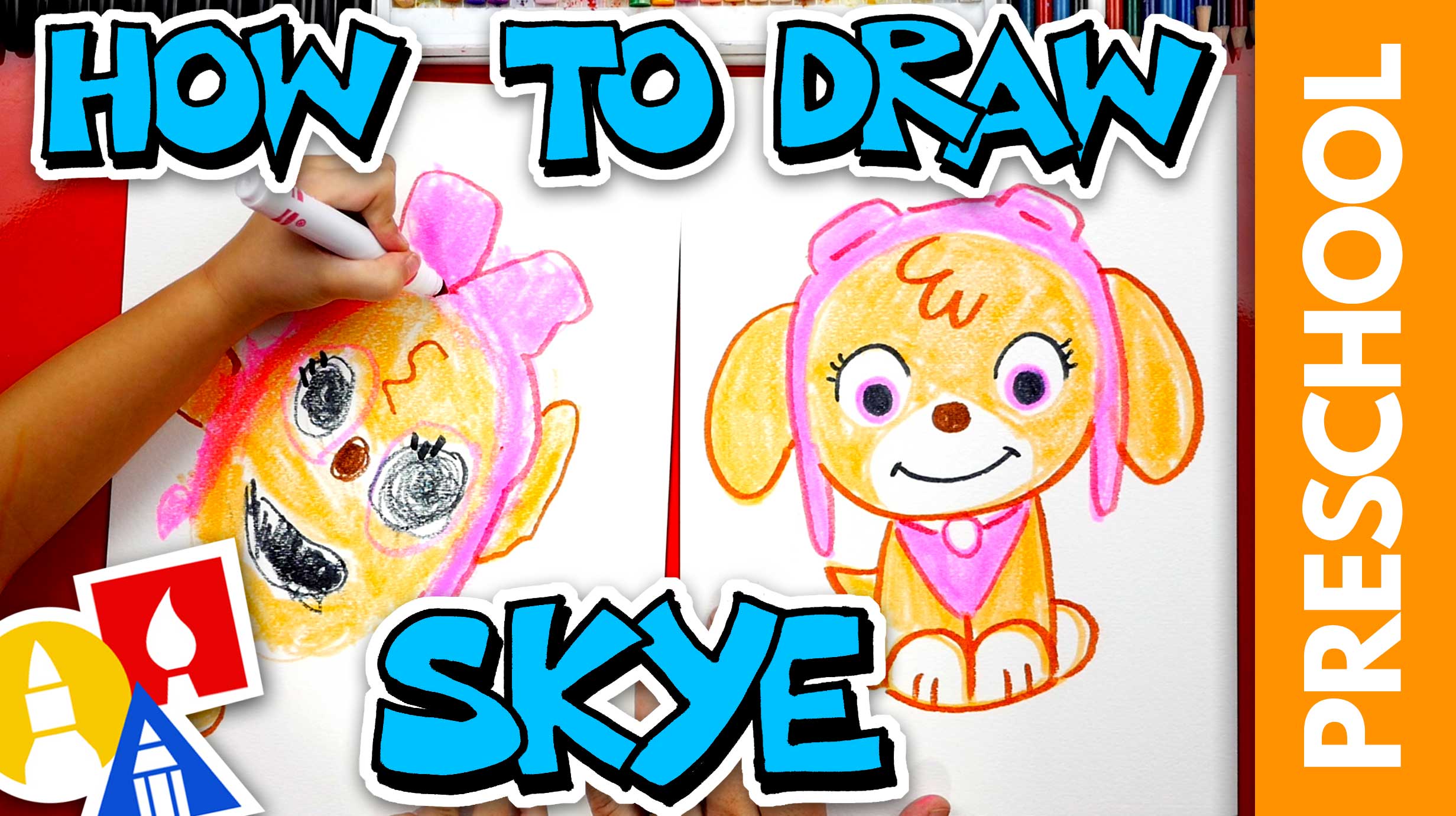 How To Draw Skye From Paw Patrol Preschool Art For Kids Hub