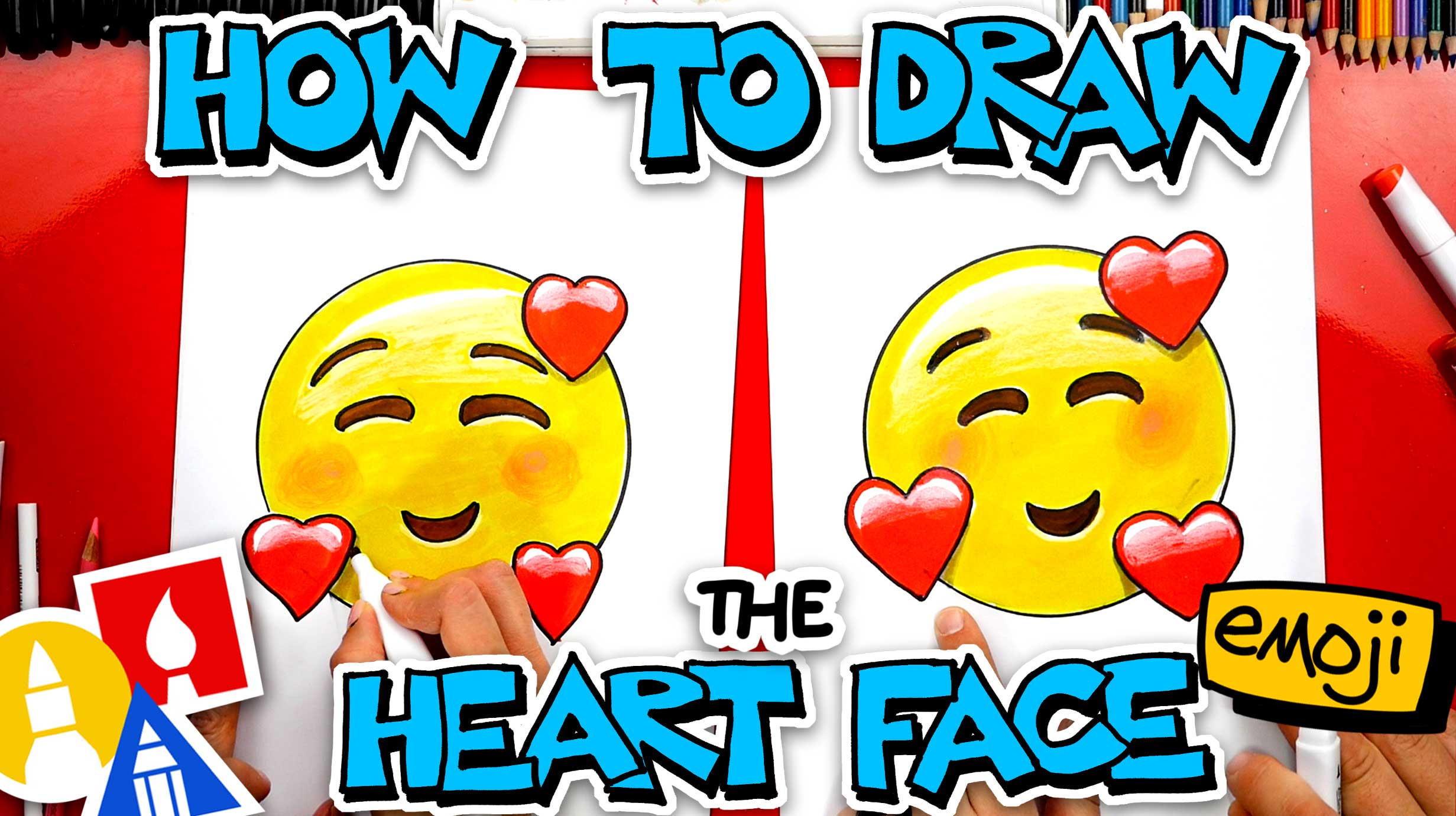 How To Draw The Heart Face Emoji - Art For Kids Hub