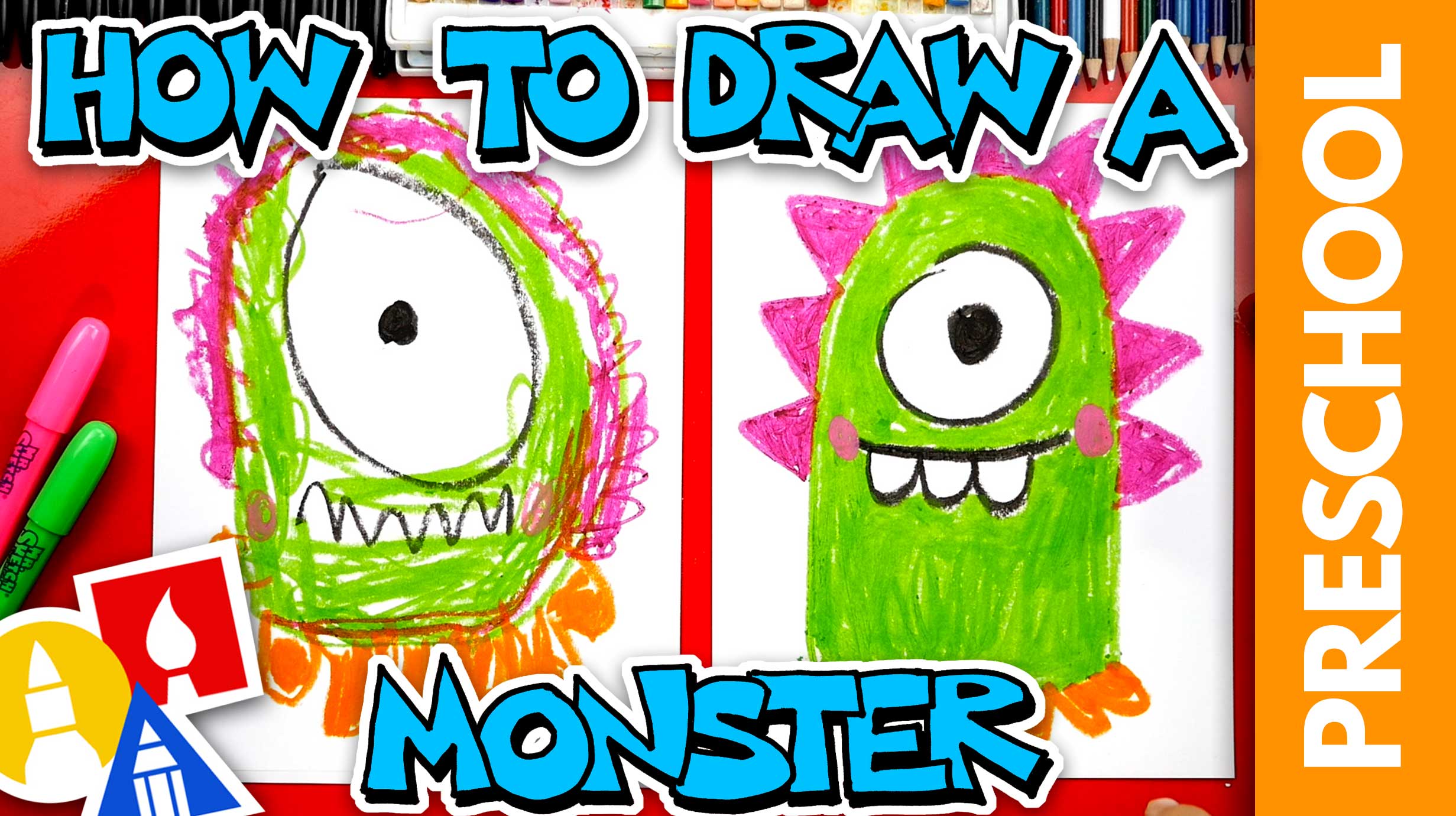 How To Draw A Funny Monster - Preschool - Art For Kids Hub