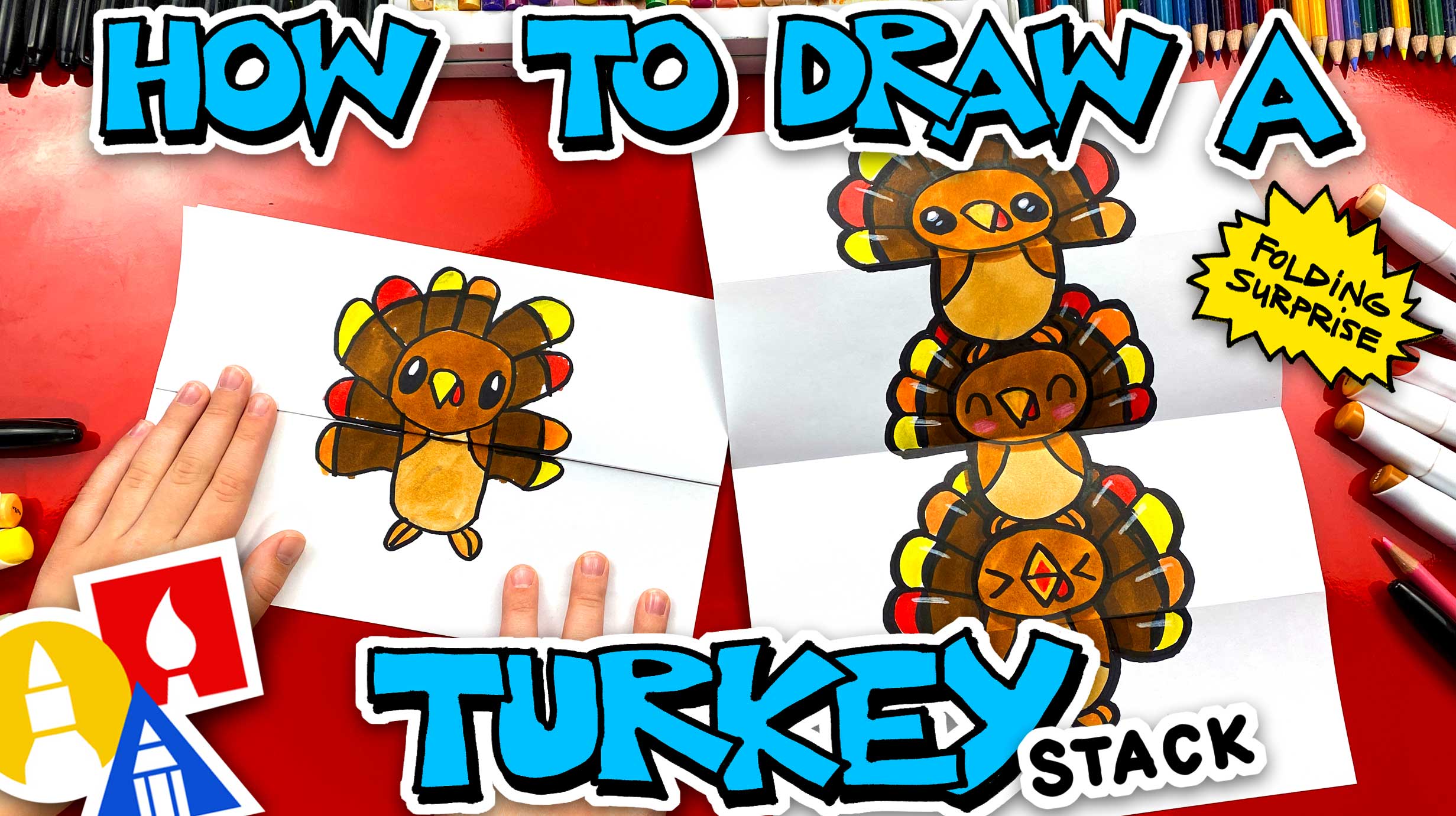How To Draw A Turkey Stack For Thanksgiving