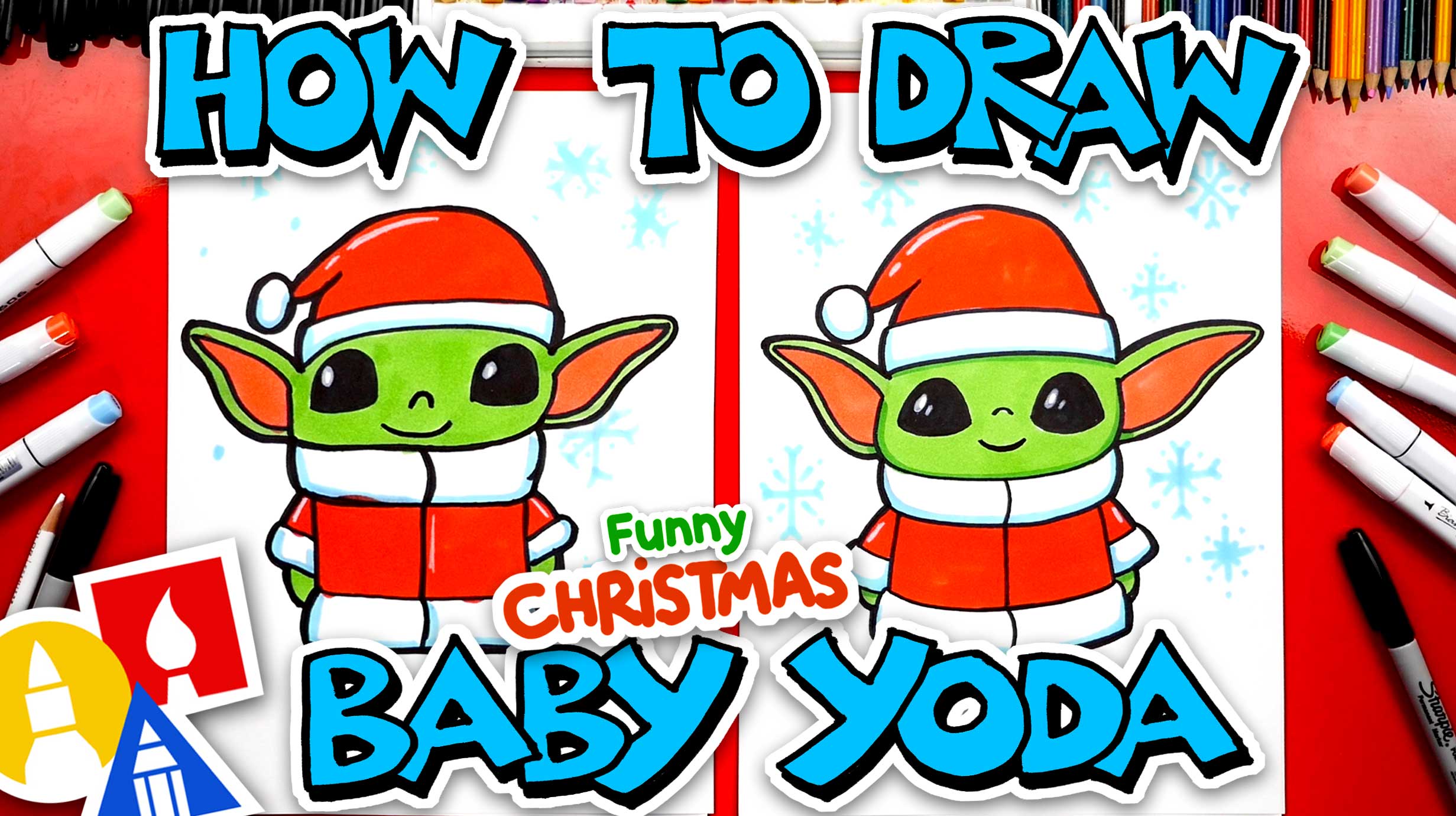 How To Draw Christmas Baby Yoda - Art For Kids Hub
